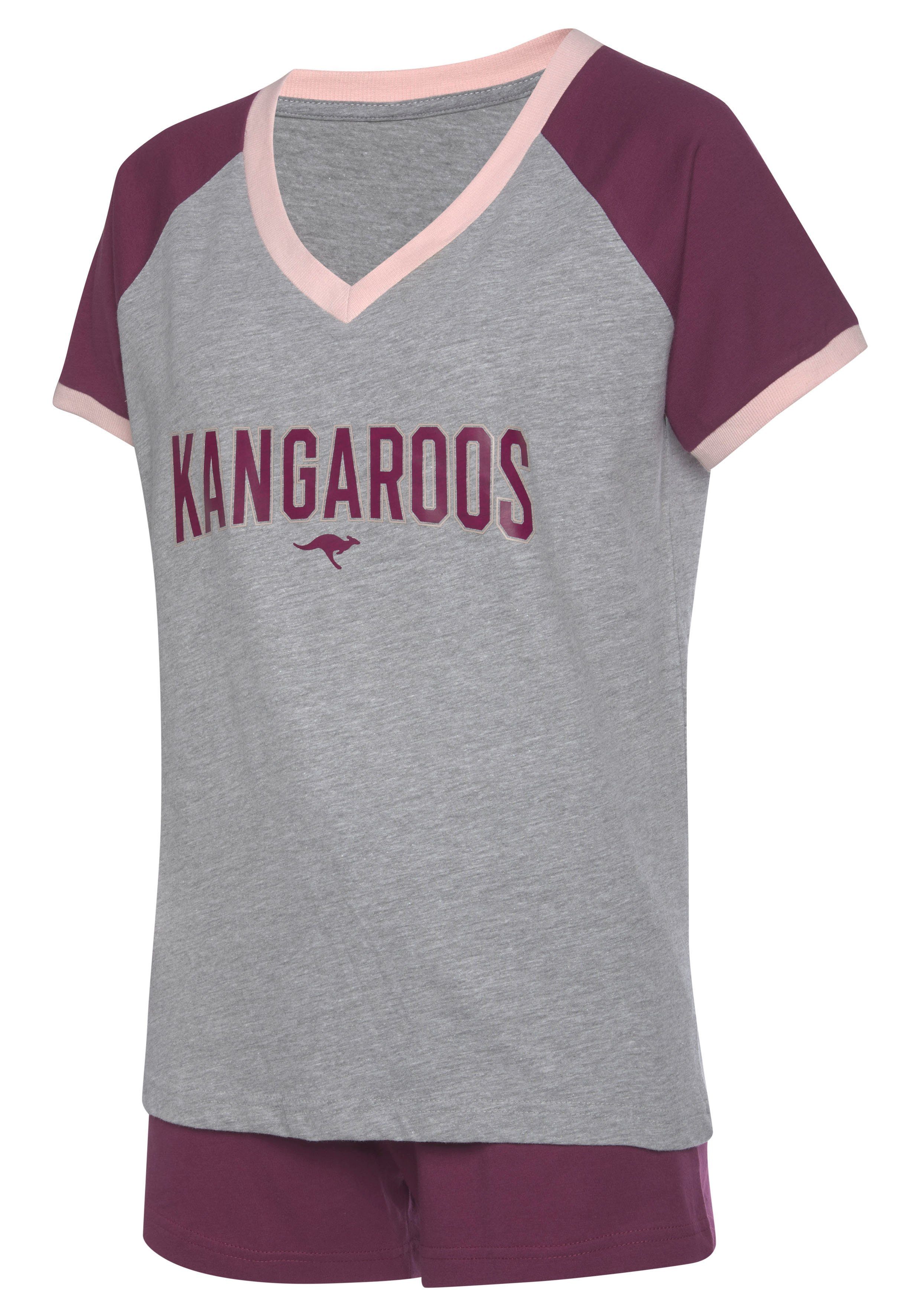KangaROOS Shortama met contrastkleurige raglanmouwen (2-delig, 1 stuk)