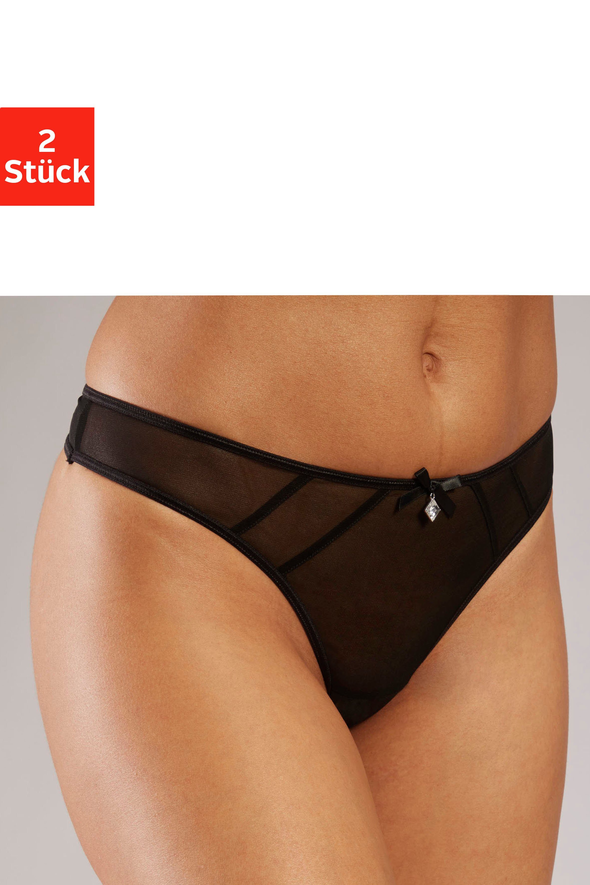 Lascana String-ouvert van iets transparant netmateriaal (2 stuks, Set van 2)