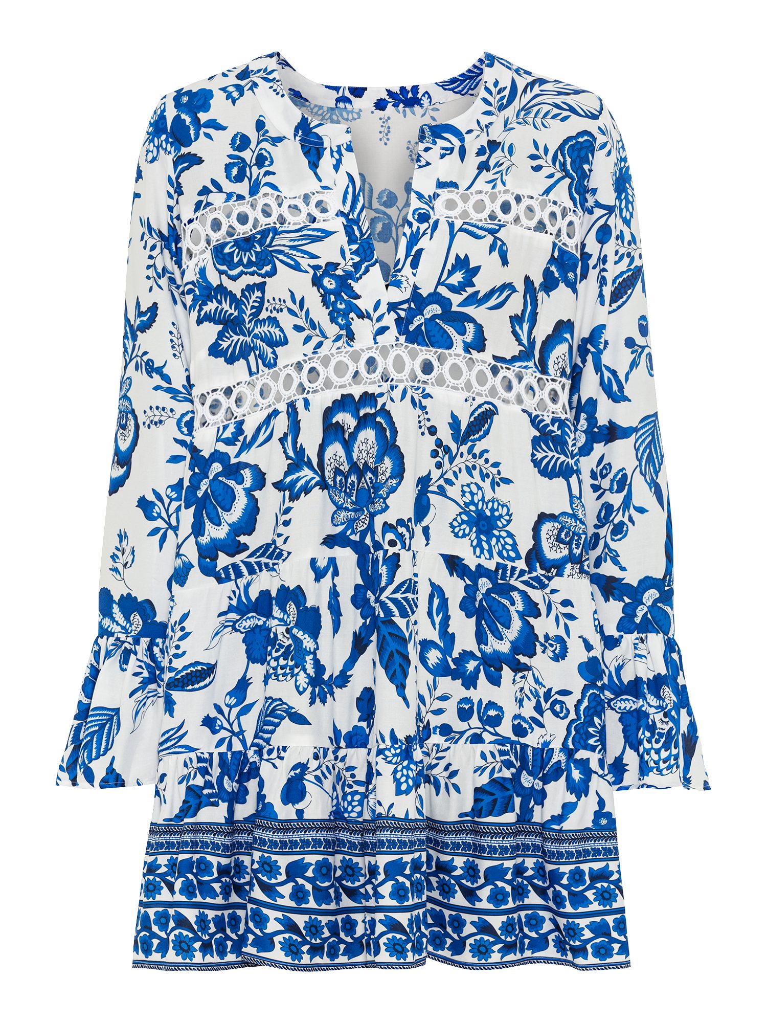 Lascana Lange blouse met kanten inzetstukken, tuniek, blousejurk, strandkleding