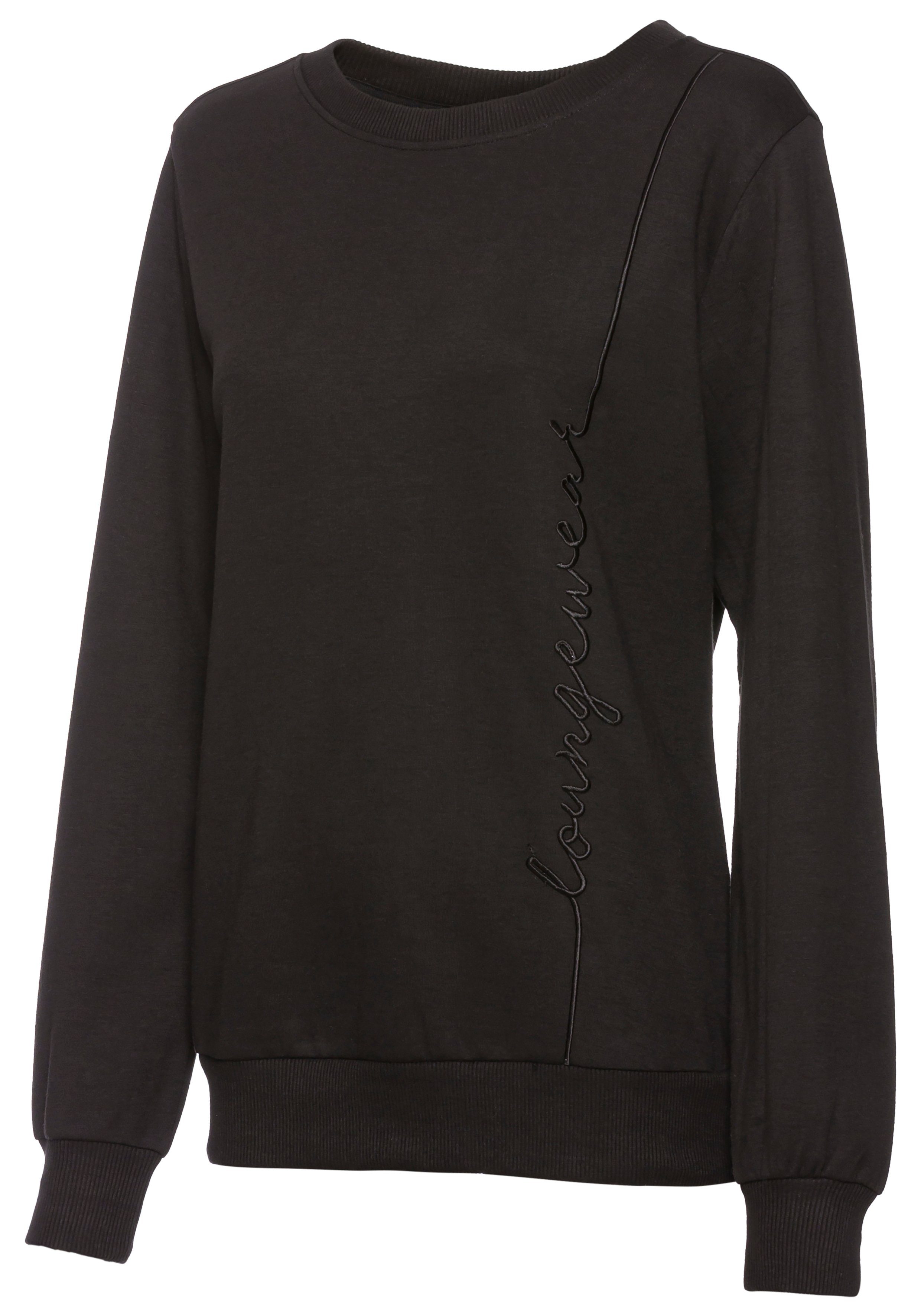 Vivance Lang sweatshirt met loungewear borduring, loungeshirt