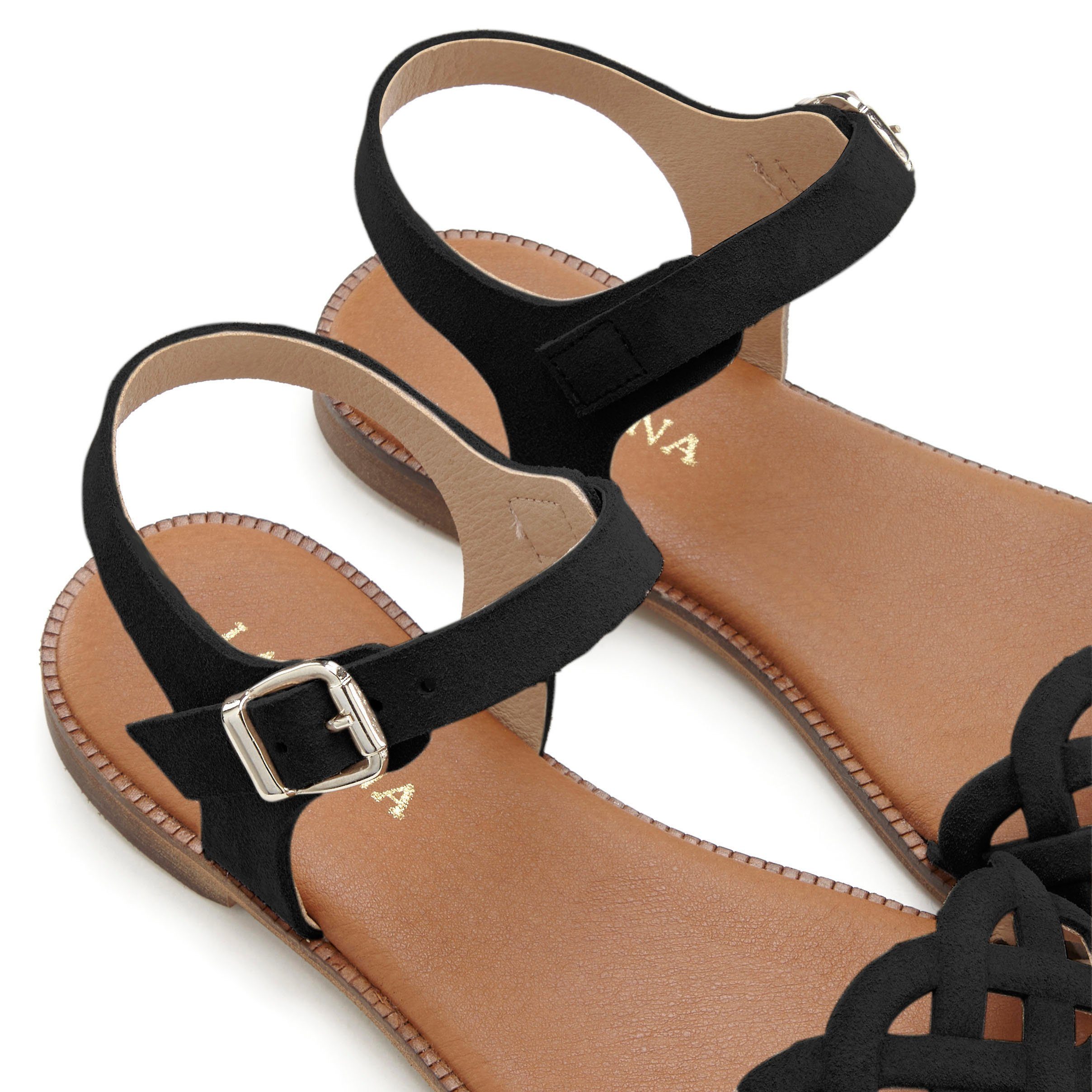 Lascana Sandalen Zomerschoen Sandalette, zomerschoen van leer met uitsparingen en zachte binnenzool