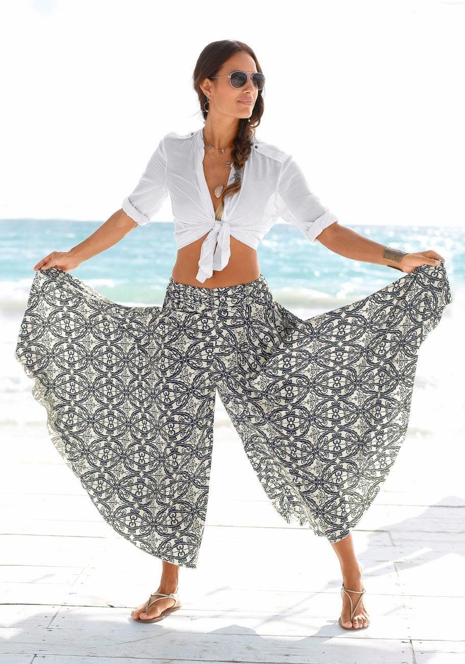 Lascana Broekrok met all-over print, culotte stijl, extra wijde pijpen