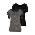 vivance t-shirt met korte volantmouwtjes (set van 2) zwart