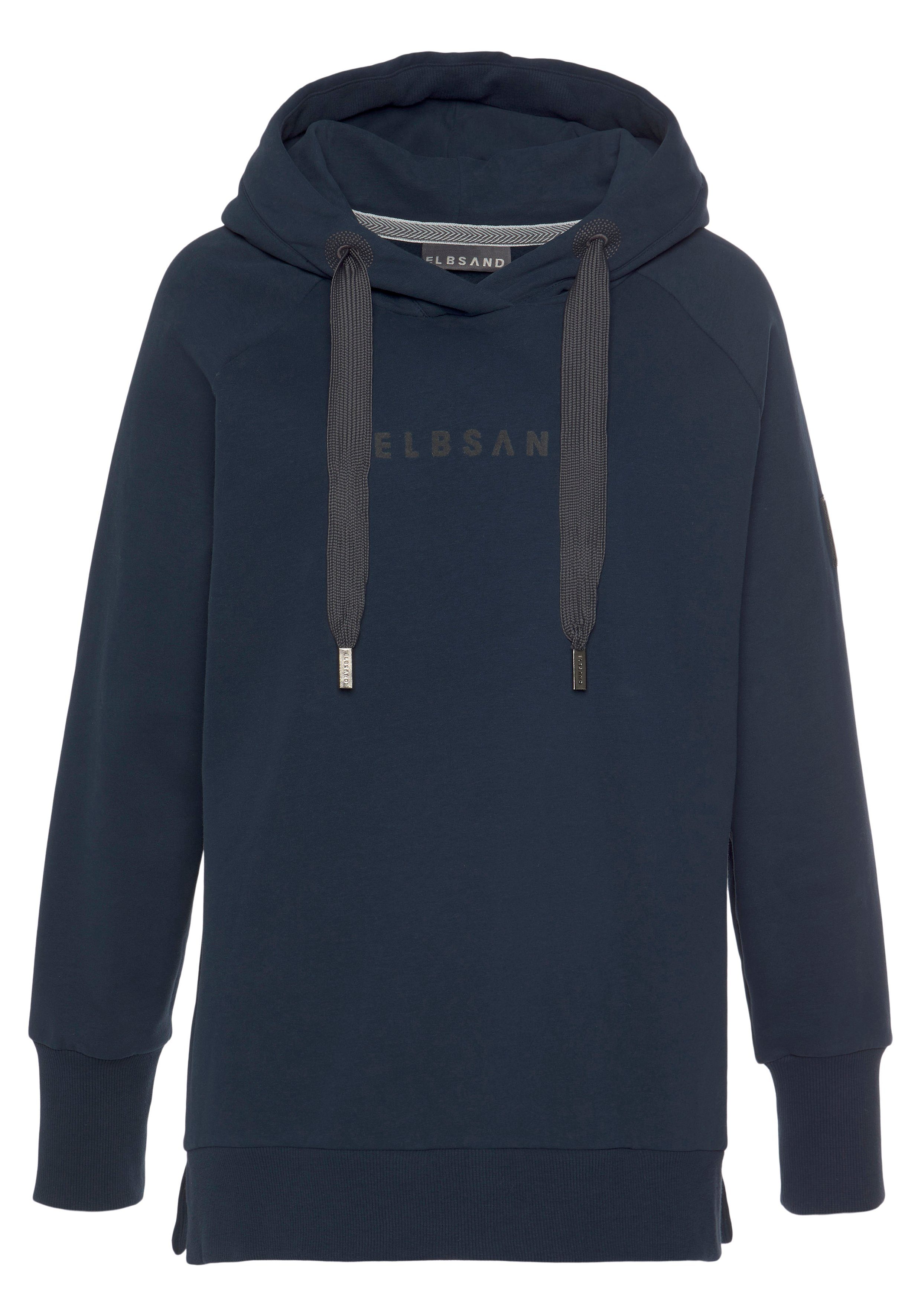 Elbsand Hoodie Svana met logoprint, comfortabele hoodie, zijslitsen strandtruien maat L (40) blauw