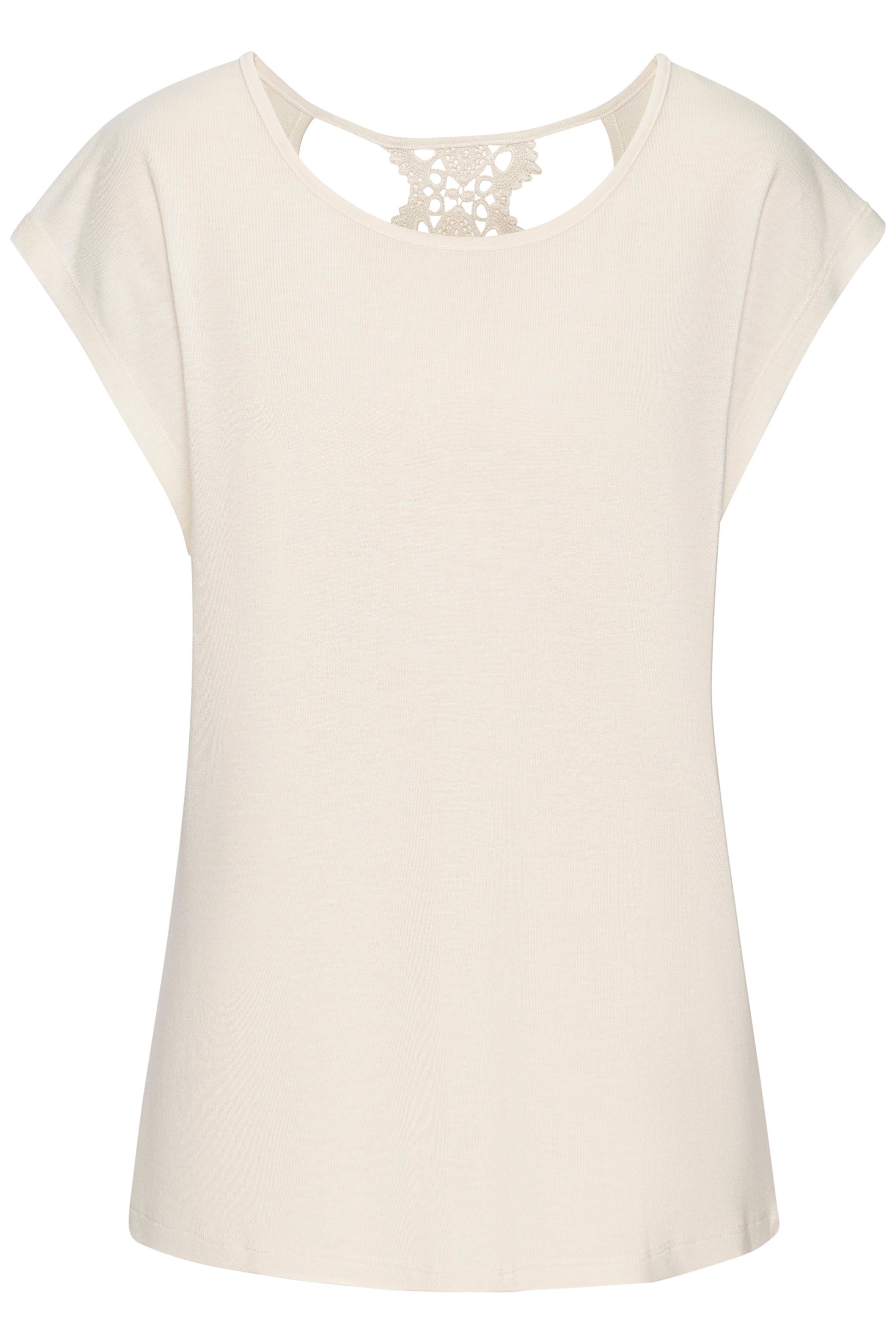 Lascana Shirt met korte mouwen met kantdetail op de rug, comfortabel t-shirt van jersey
