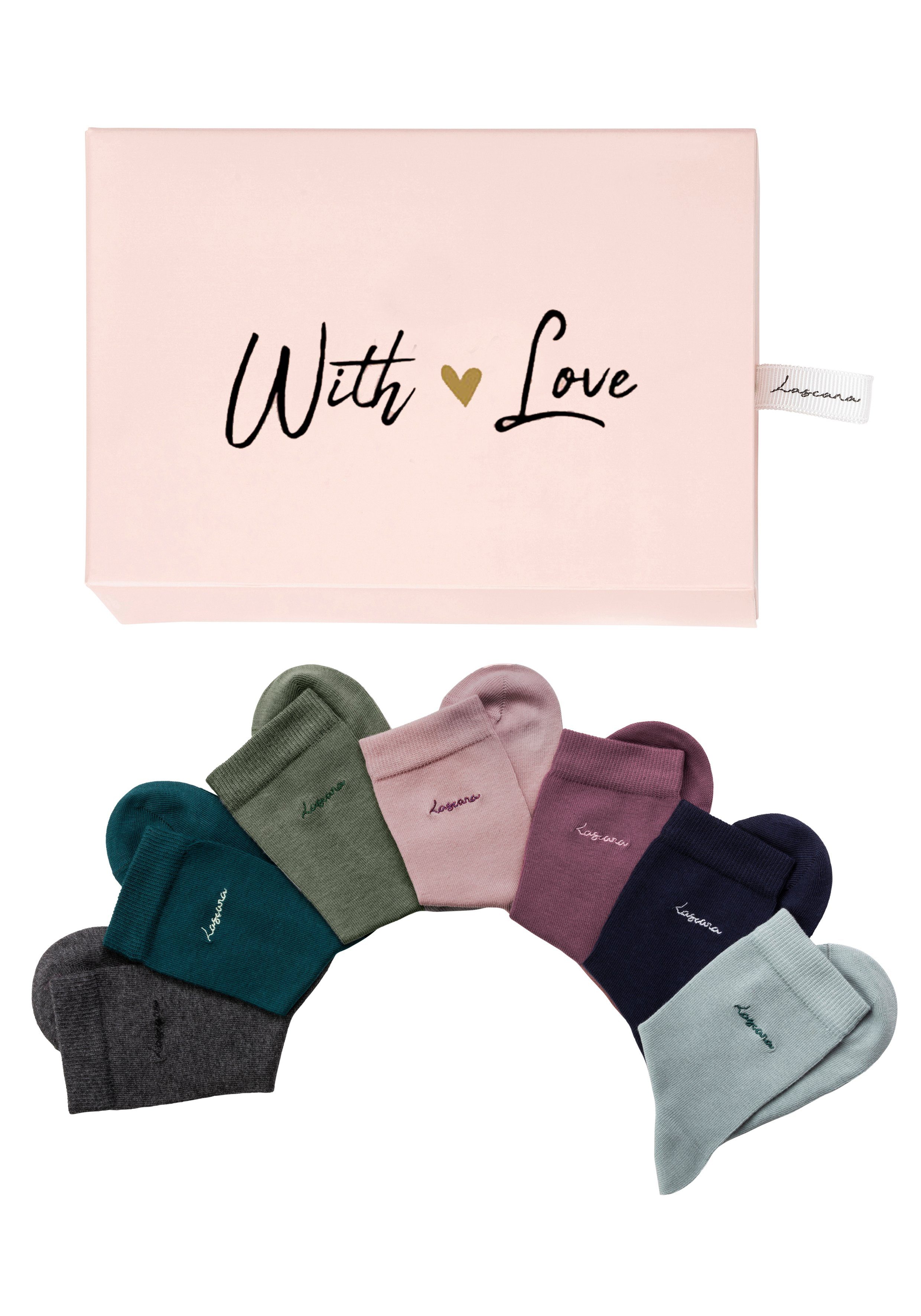 Lascana Basic sokken met hoogwaardig logoborduursel (box, 7 paar)