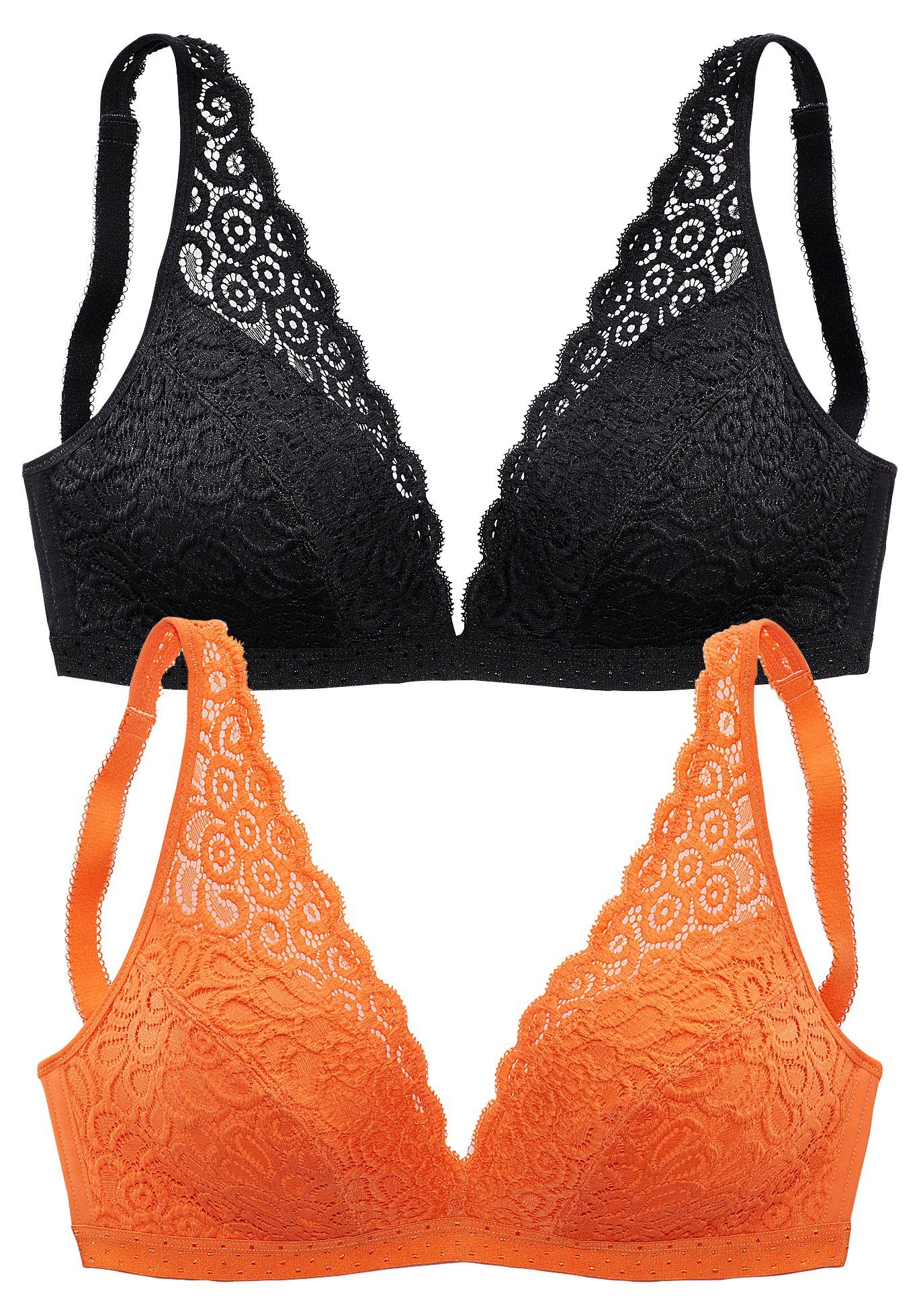 Petite fleur Bralette-bh zonder beugels, van kant, dessous (Set van 2) bh's zonder beugel maat 75 C oranje