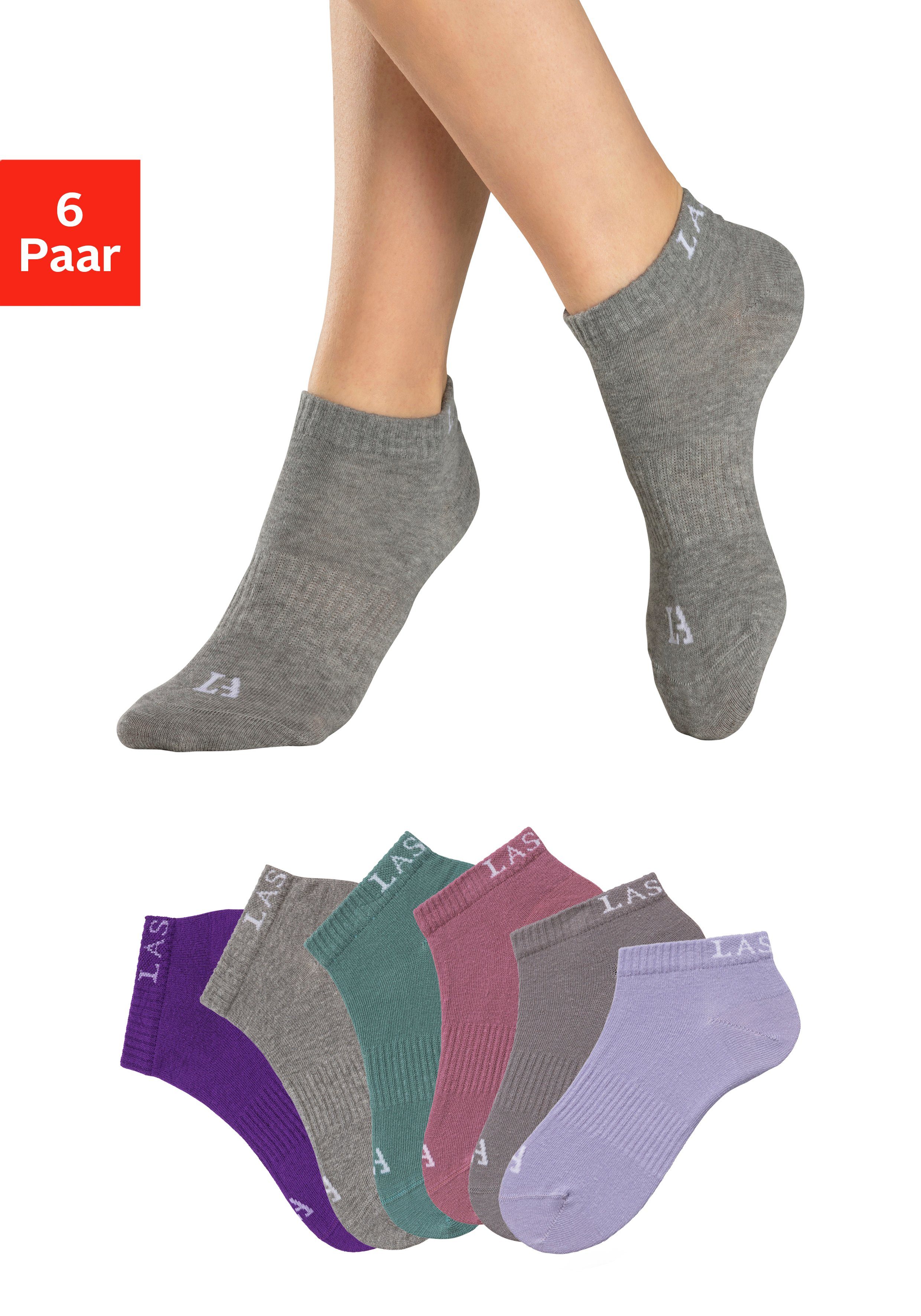 active by Lascana Sneakersokken met ingebreid merklogo (set, 6 paar)