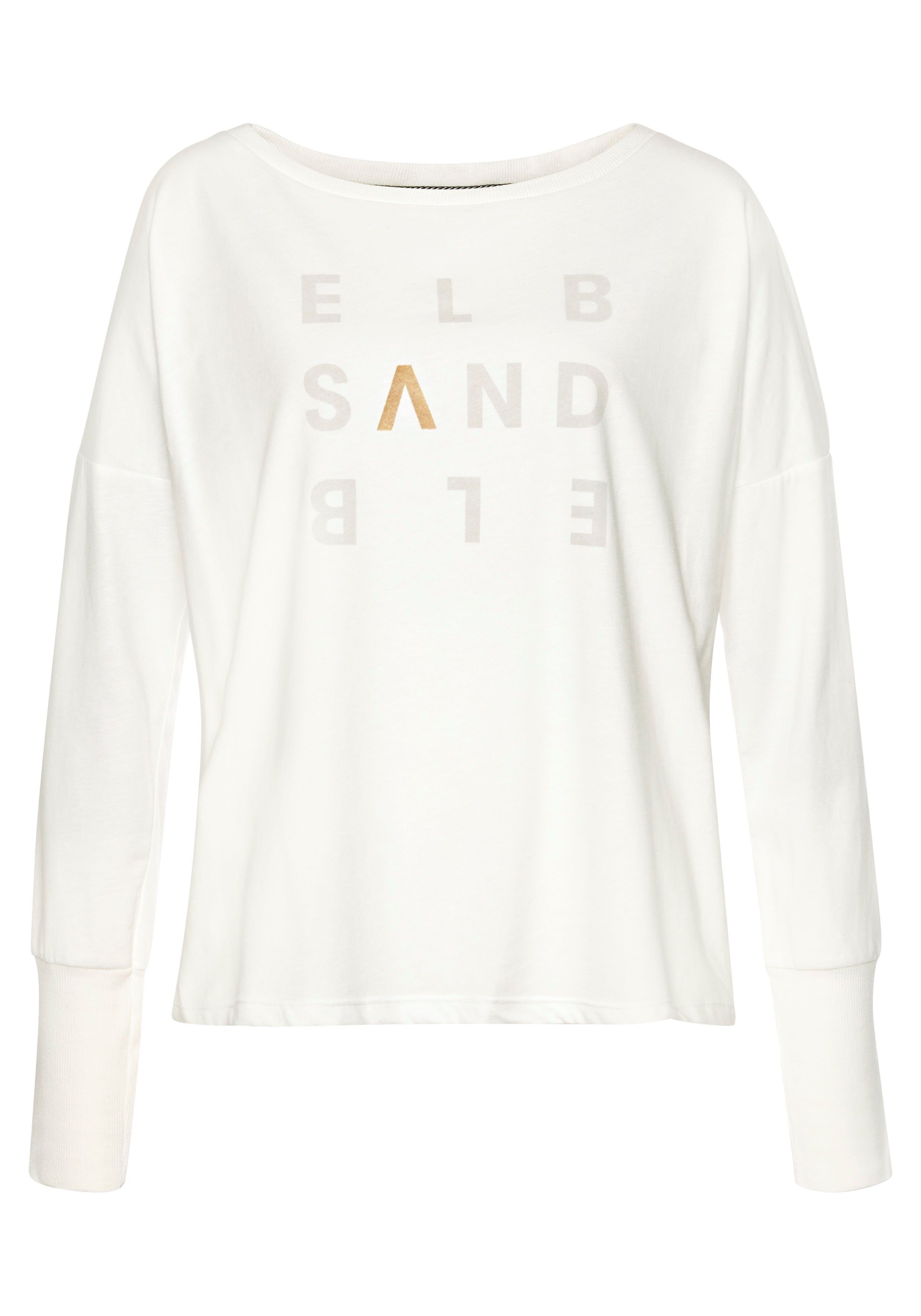 Elbsand Longsleeve Ingiara met logoprint op de voorkant, shirt met lange mouwen, sportief-casual strandtruien maat L (40) wit
