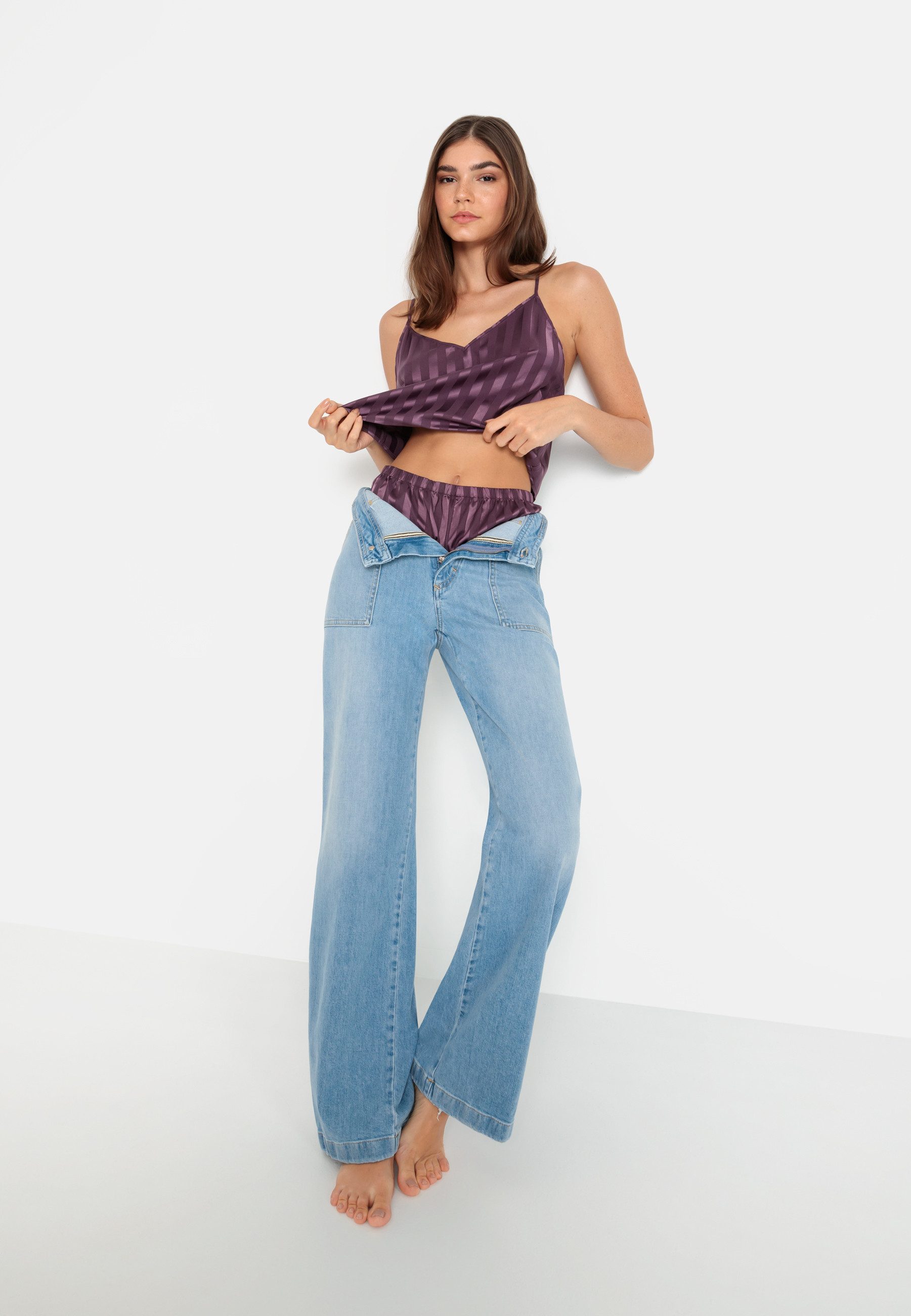 LSCN by LASCANA Shortama met diepe hals (set, 2-delig)
