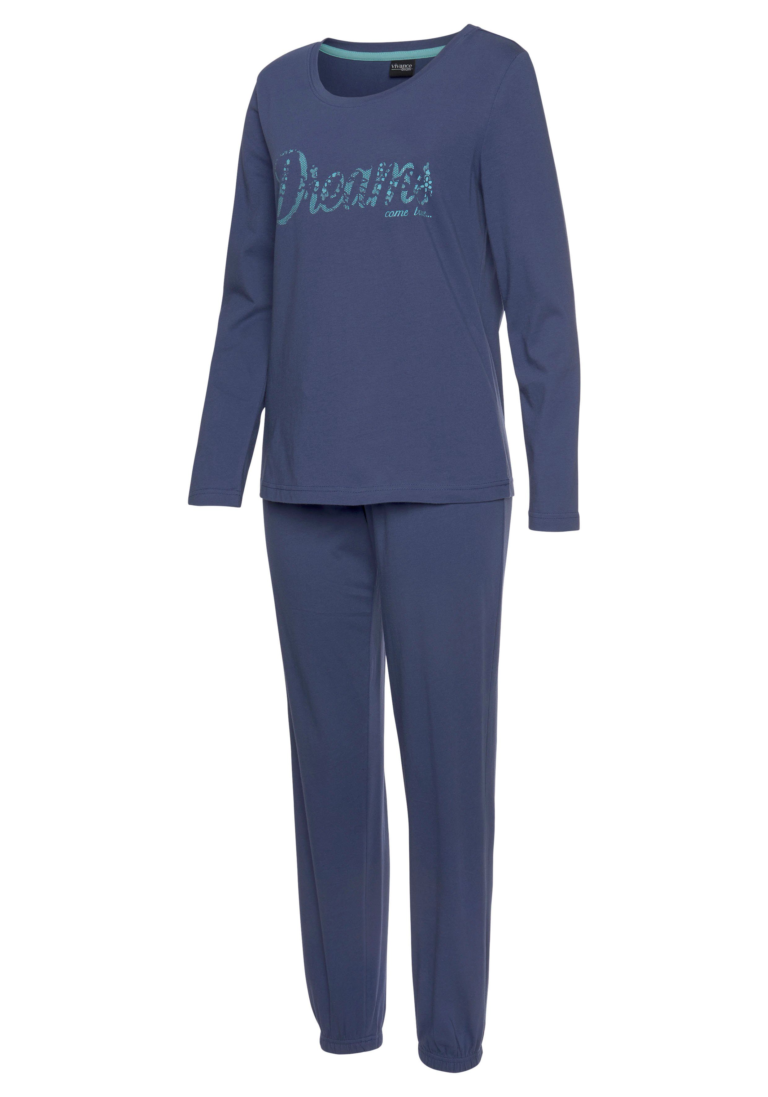 Vivance Dreams Pyjama met front-opschrift (set, 3-delig)