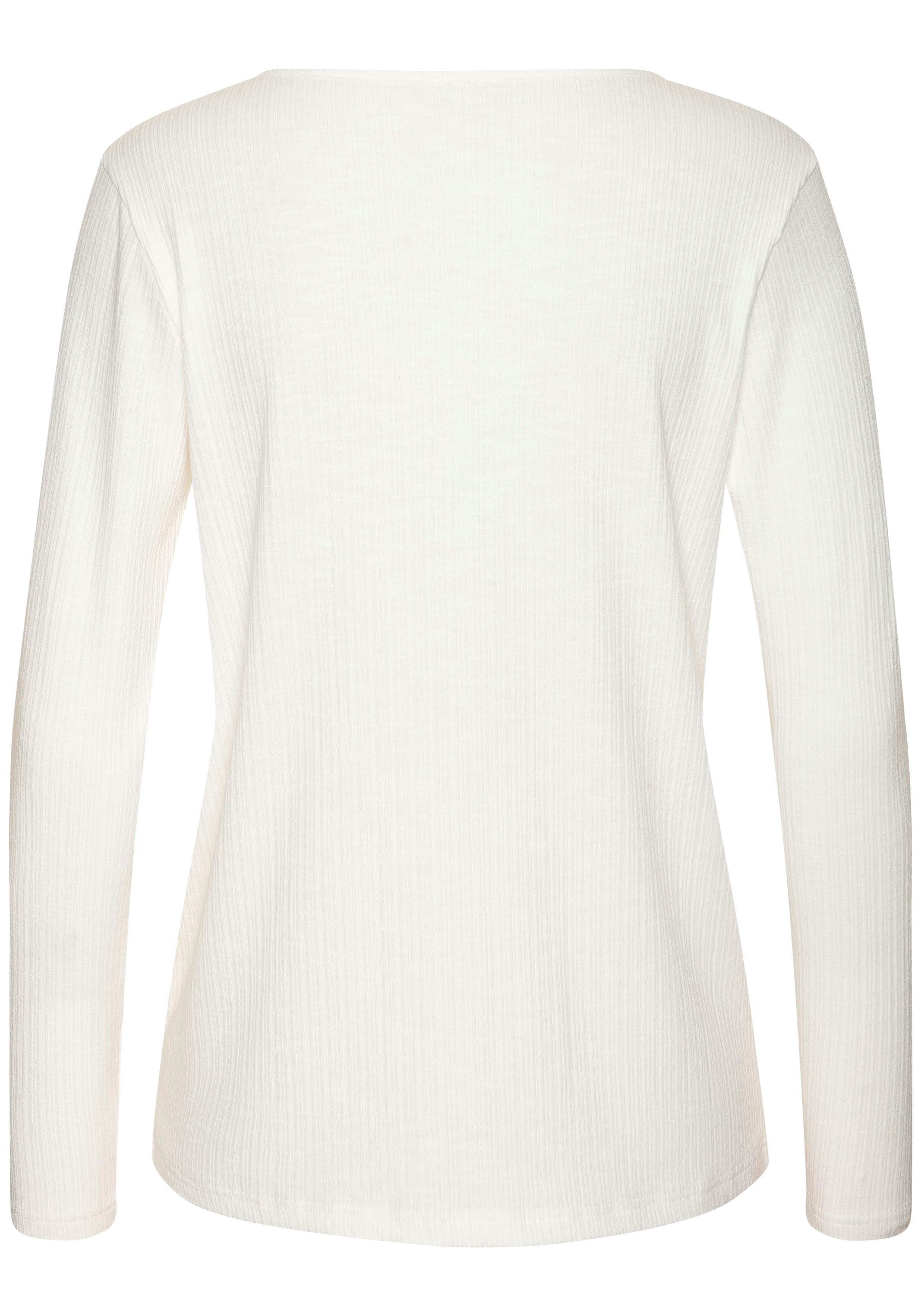 Vivance Shirt met lange mouwen Met modieuze ribstructuur gemaakt van soepelvallende kwaliteit met viscose
