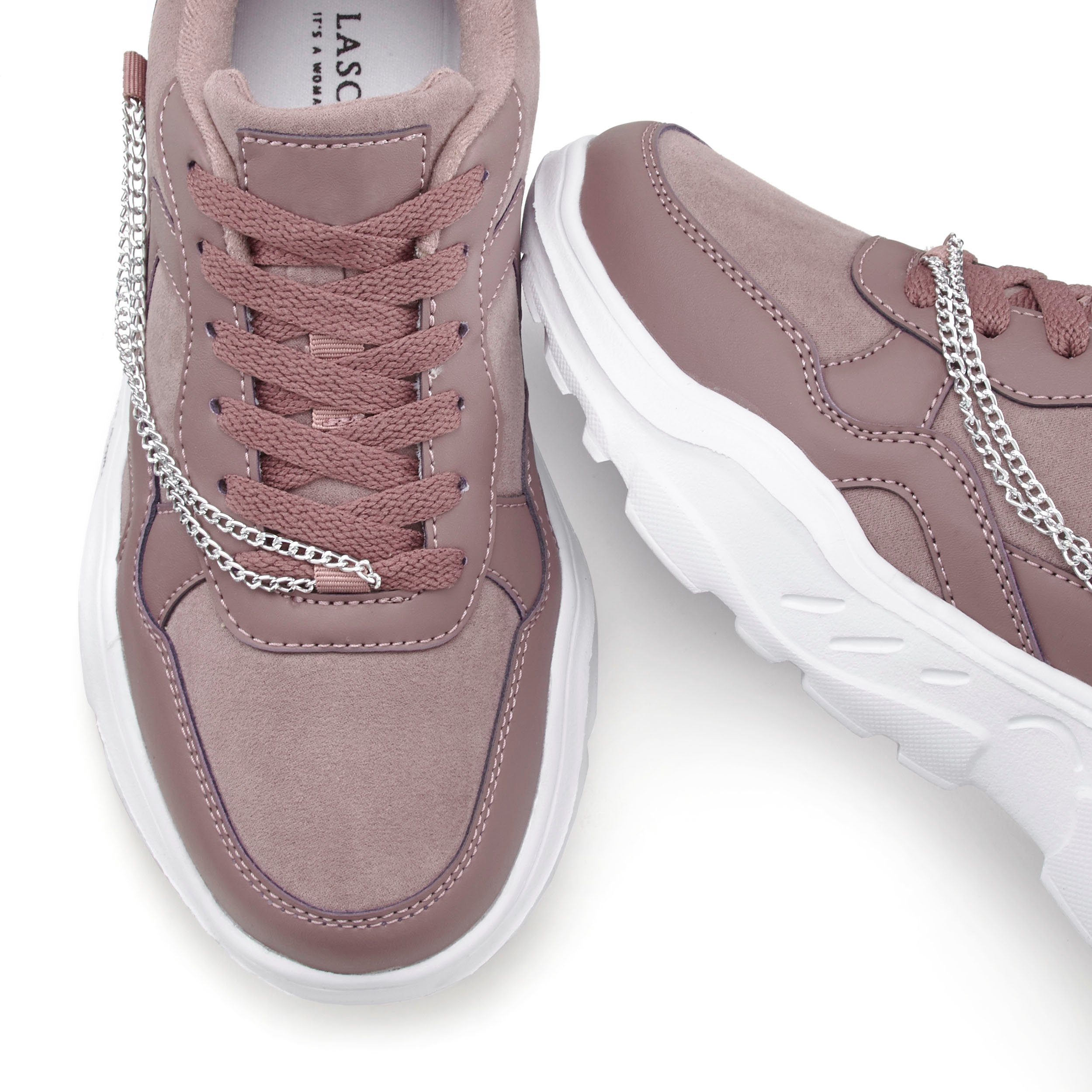 Lascana Sneakers met chunky zool & kettingen, veterschoenen, vrijetijdsschoenen vegan