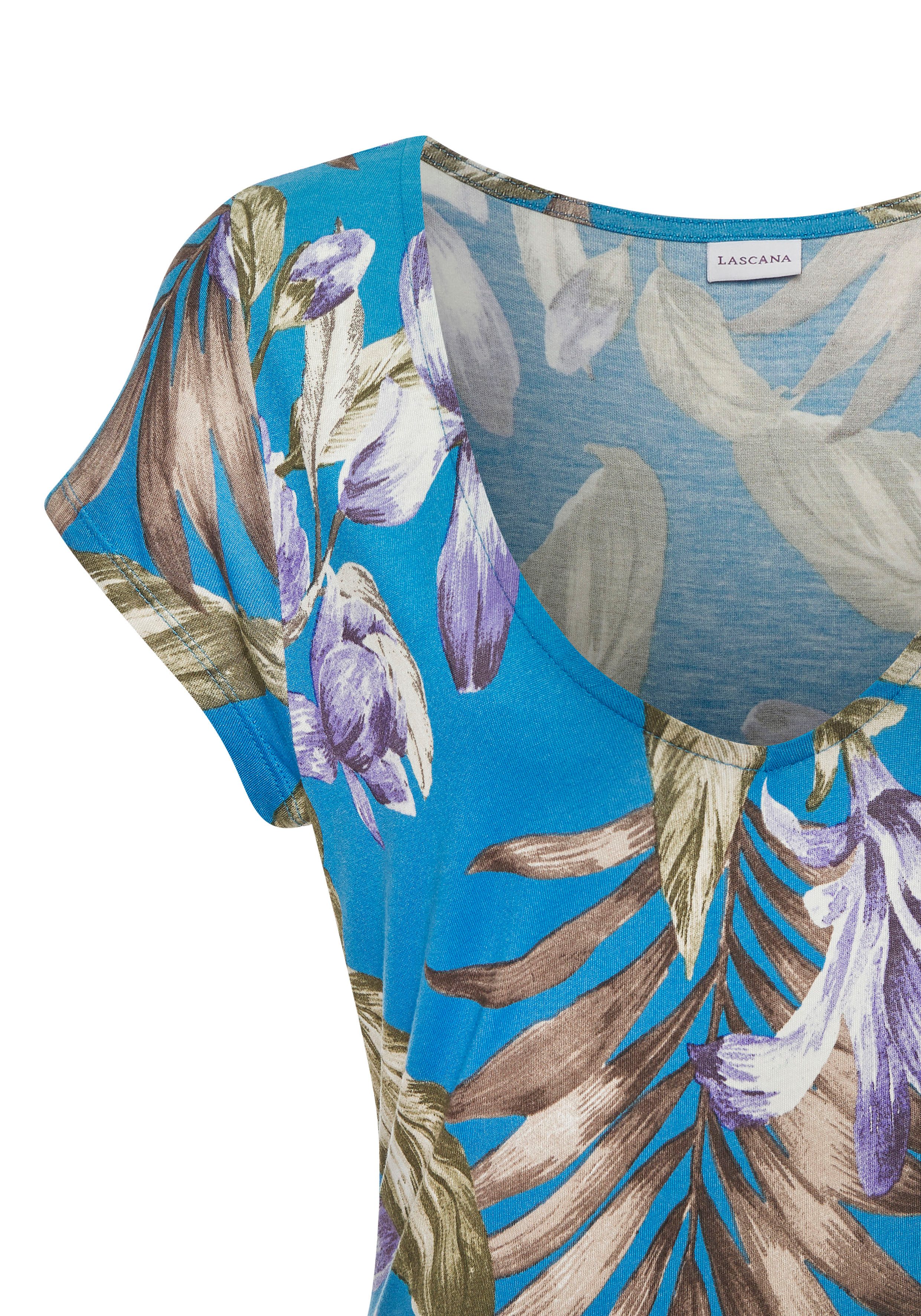 Lascana Mini-jurk met v-hals in alloverprint