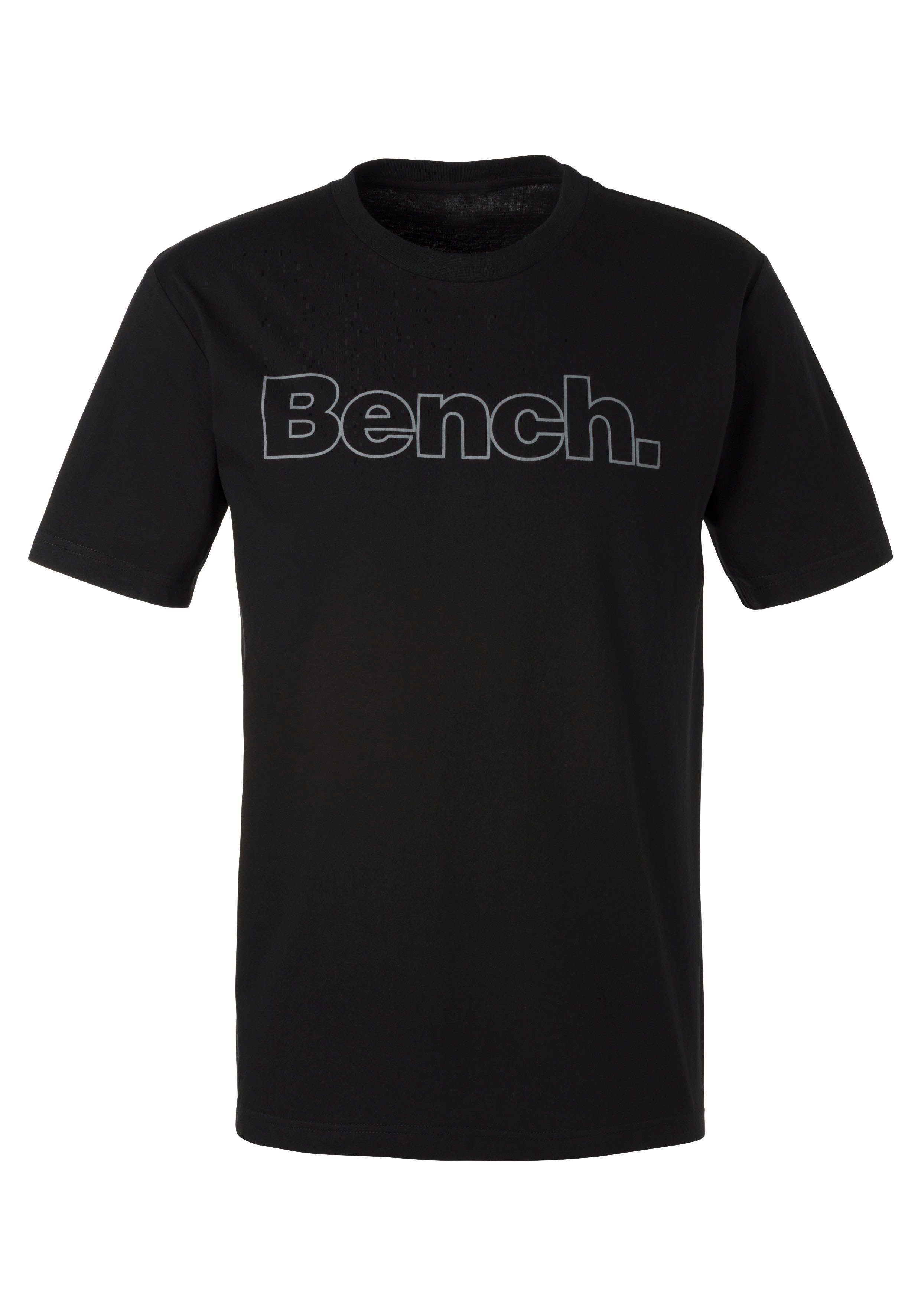 Bench. Loungewear T-shirt Shirt met logoprint, basic shirt met ronde hals van 100% katoen (2-delig)