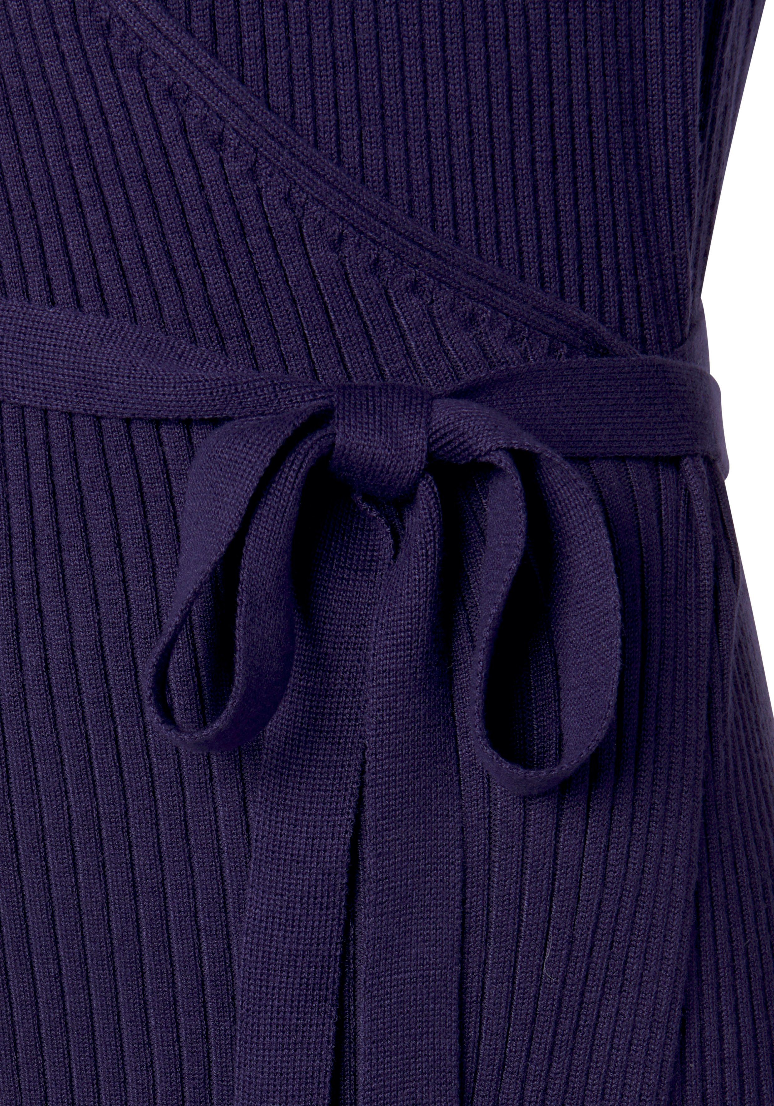 Lascana Gebreide jurk -Loungejurk Wikkeljurk met tailleband, loungewear