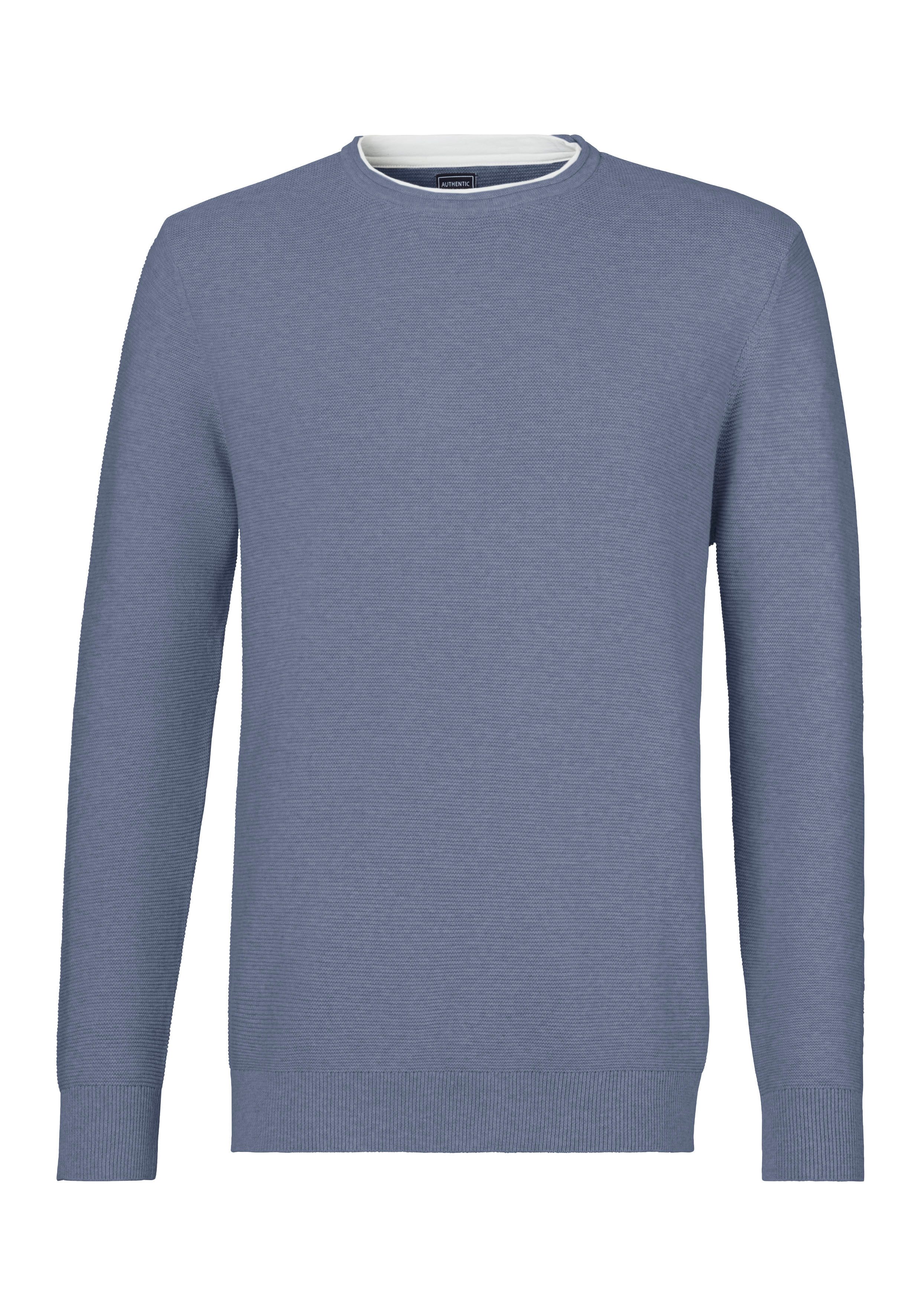 AUTHENTIC LE JOGGER Gebreide trui met double-layer look, pullover van 100% katoen heren maat XL (56/58) blauw