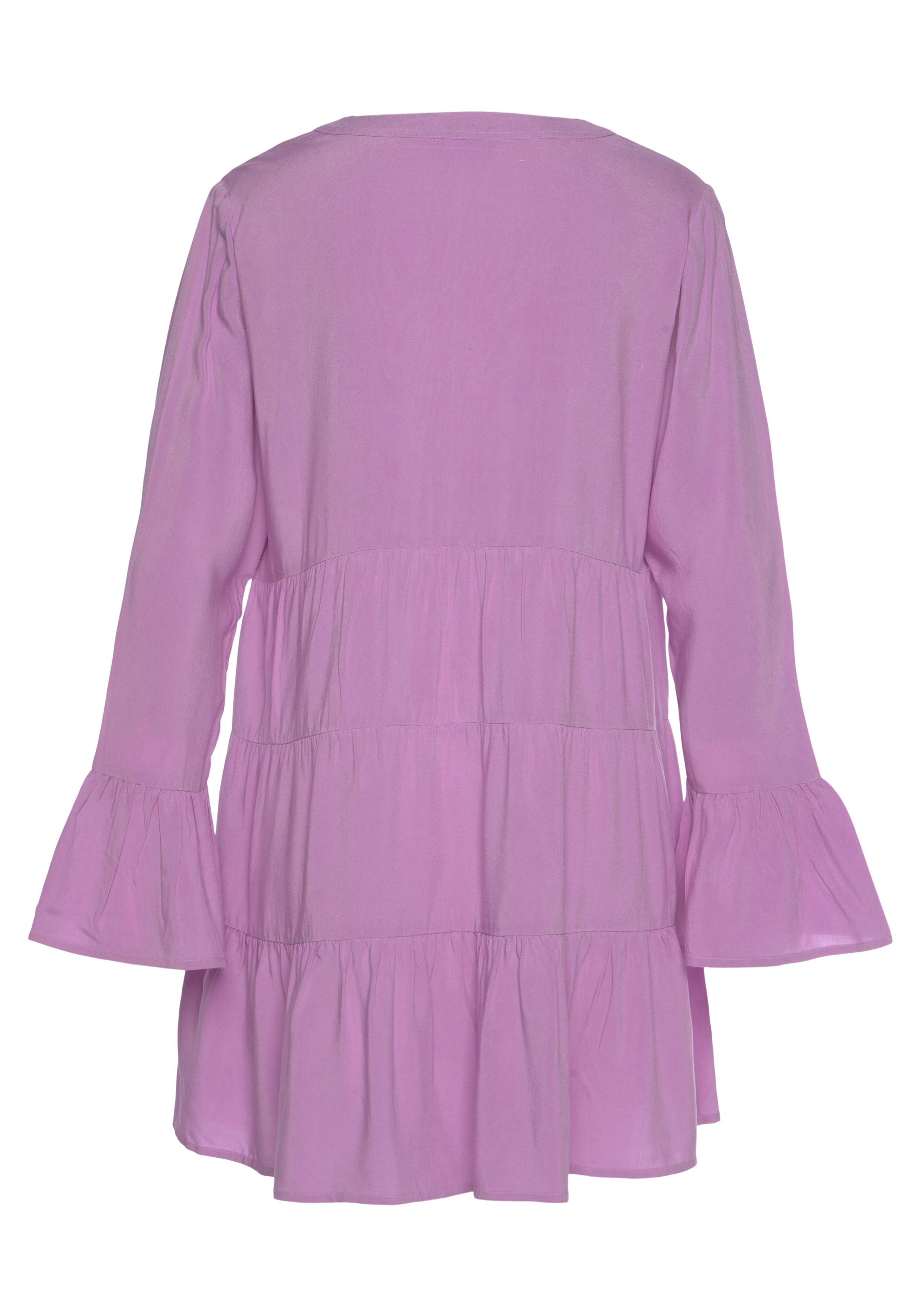 Lascana Lange blouse met kanten inzetstukken, tuniek, blousejurk, strandkleding