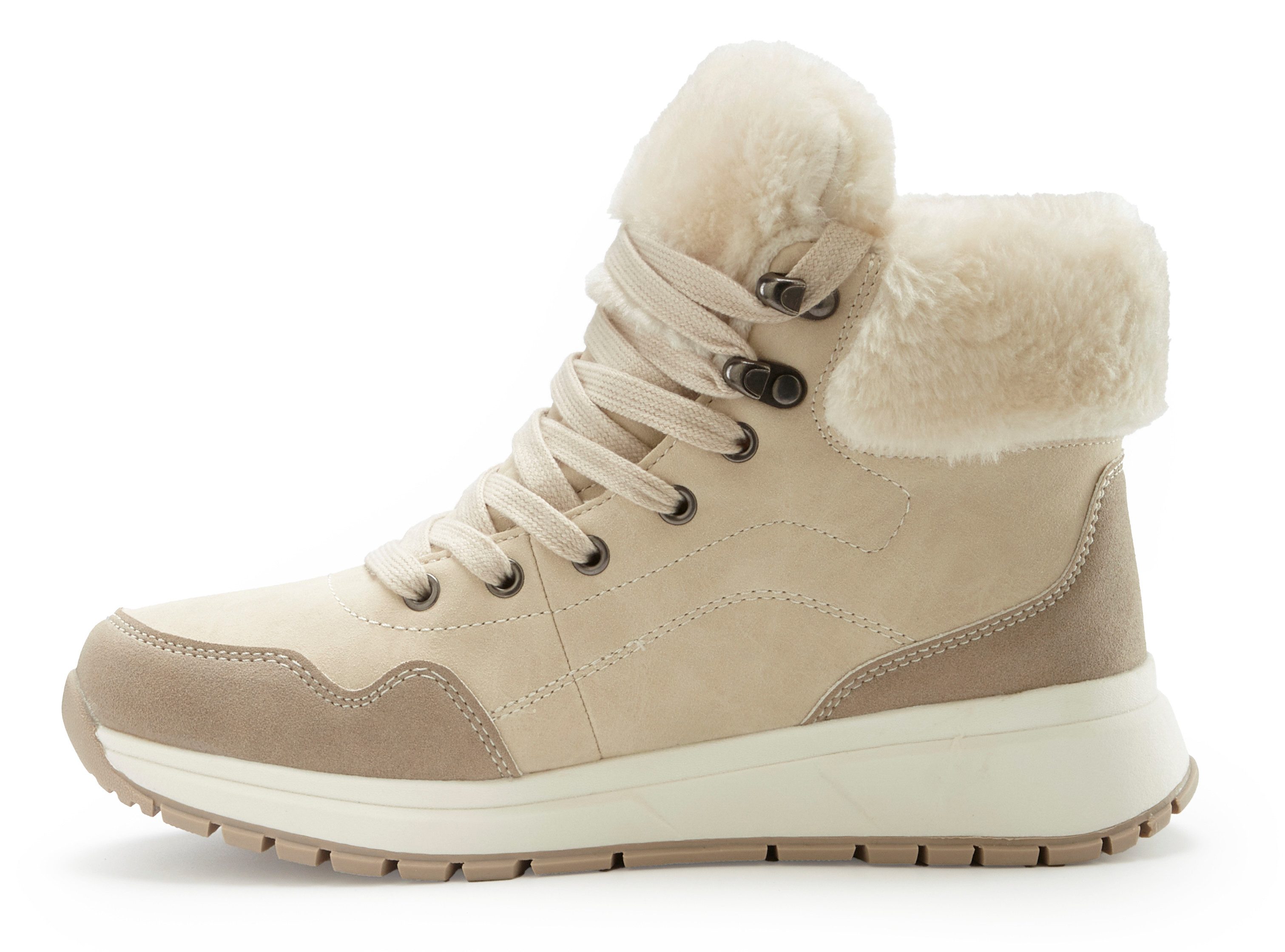 Lascana Winterlaarsjes High top sneaker, veterschoen, boots, laars van waterafstotend materiaal met warmfutter vegan