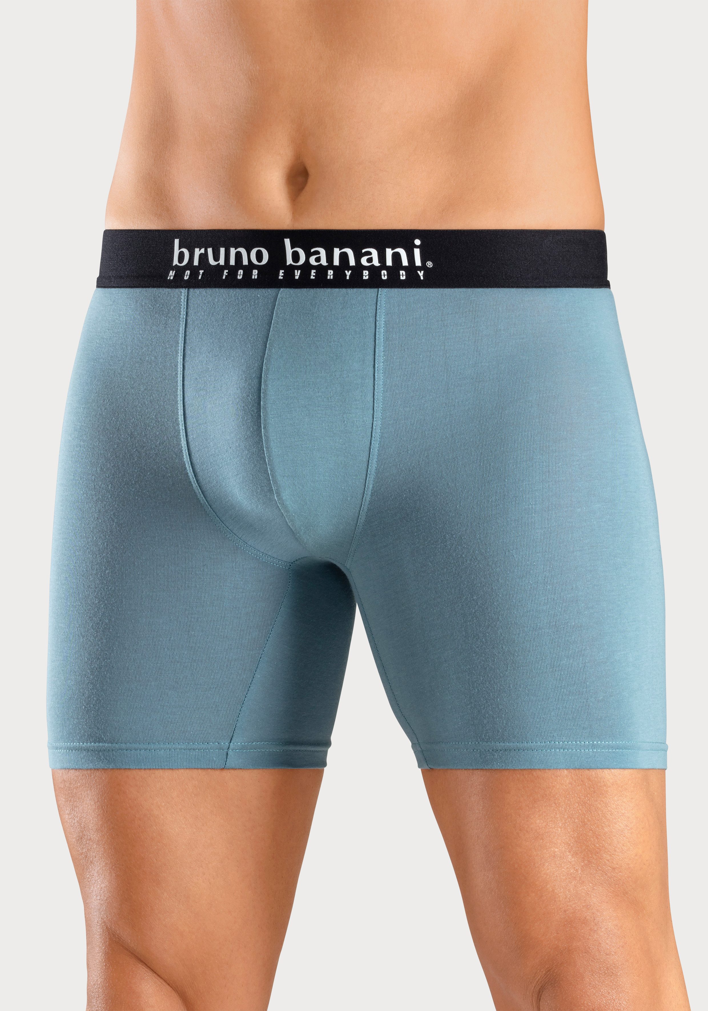 Bruno Banani Lange boxershort met palmprint en effen van katoenmix (4 stuks, Set van 4)