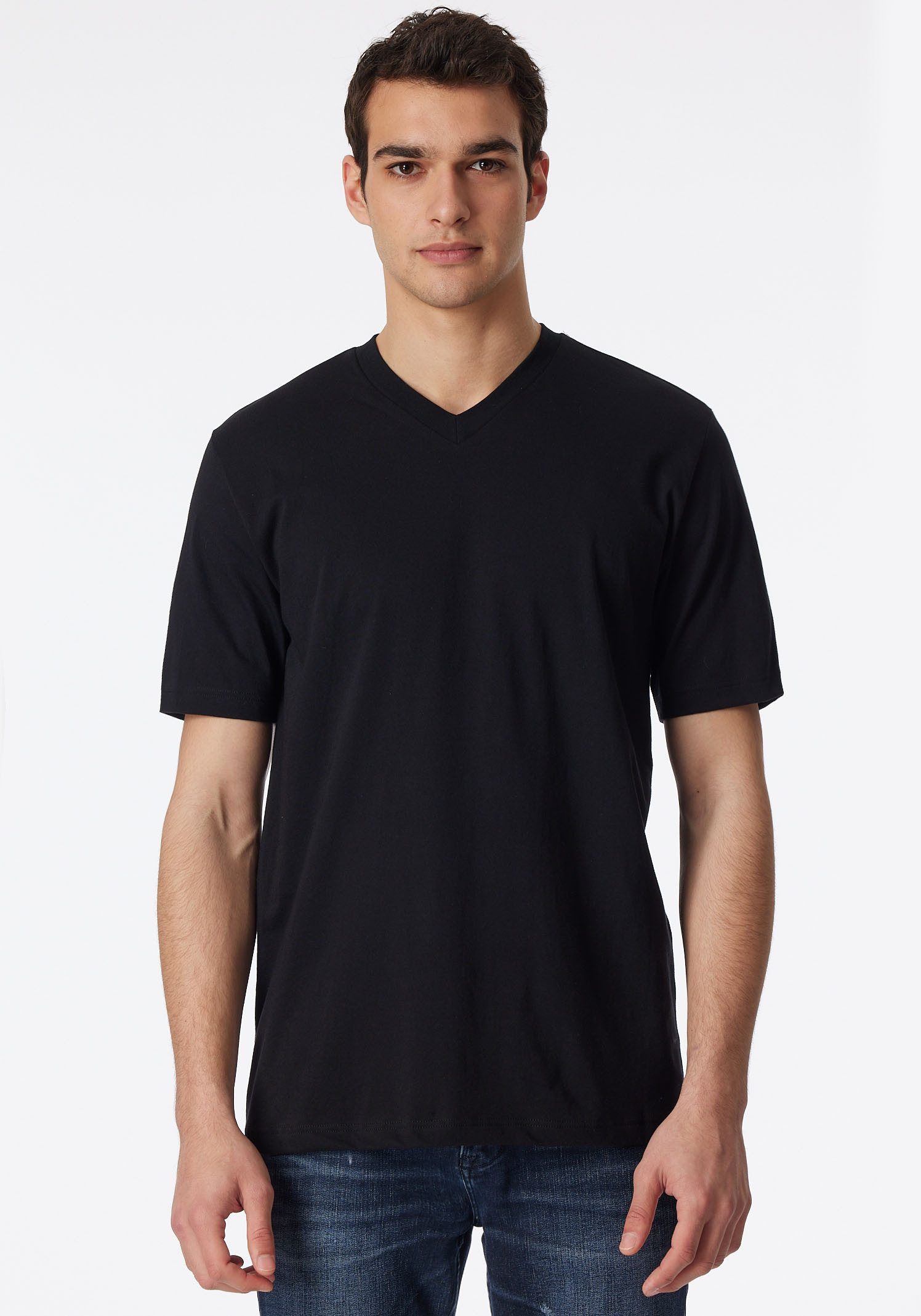 Schiesser Shirt met V-hals "Essentials" (2-delig, Set van 2)