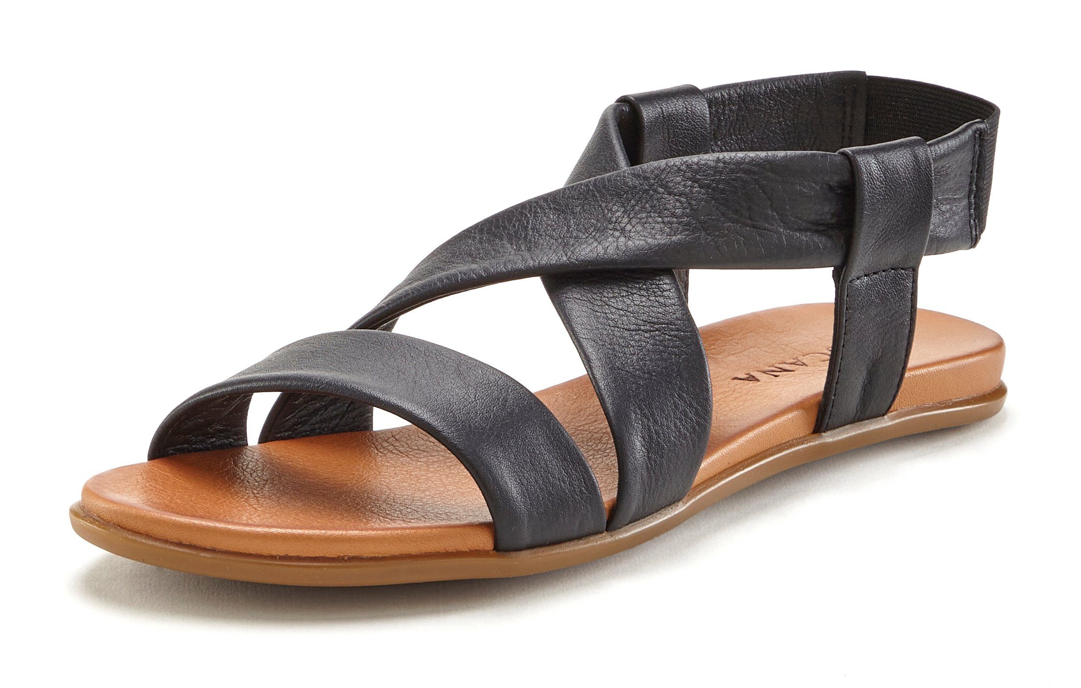 Lascana Sandalen Zomerschoen van leer met verfijnde bandjes, sandaal, zomerschoen