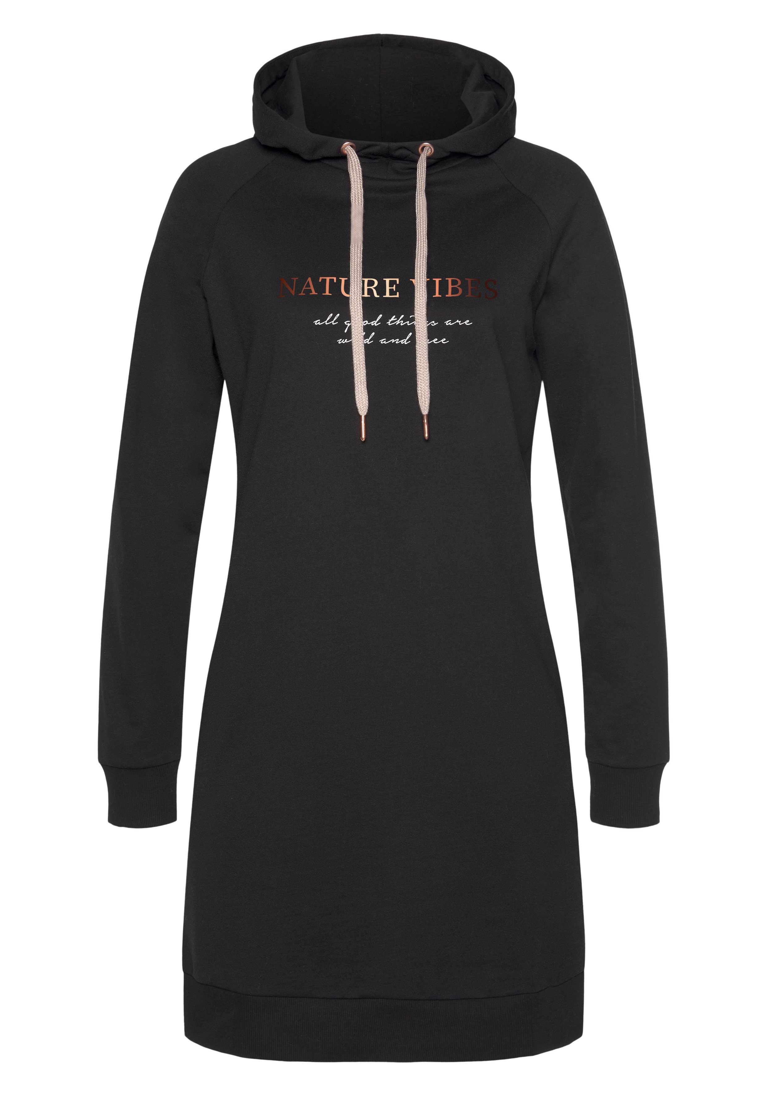 Lascana Sweatjurk Met een capuchon met capuchon en zij-ingangszakken, loungewear