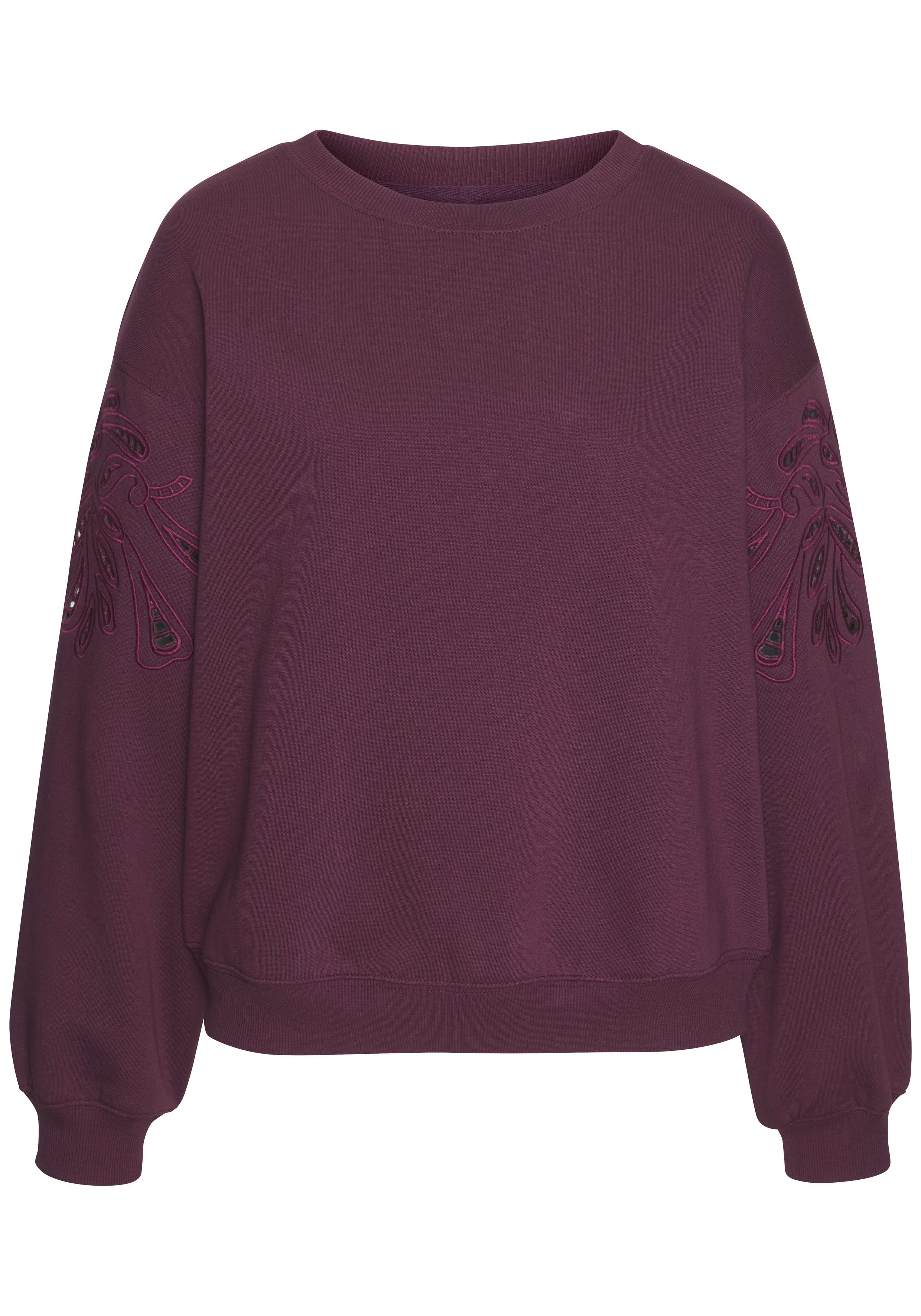 Vivance Sweatshirt met perforatieborduurwerk, zachte katoenmix