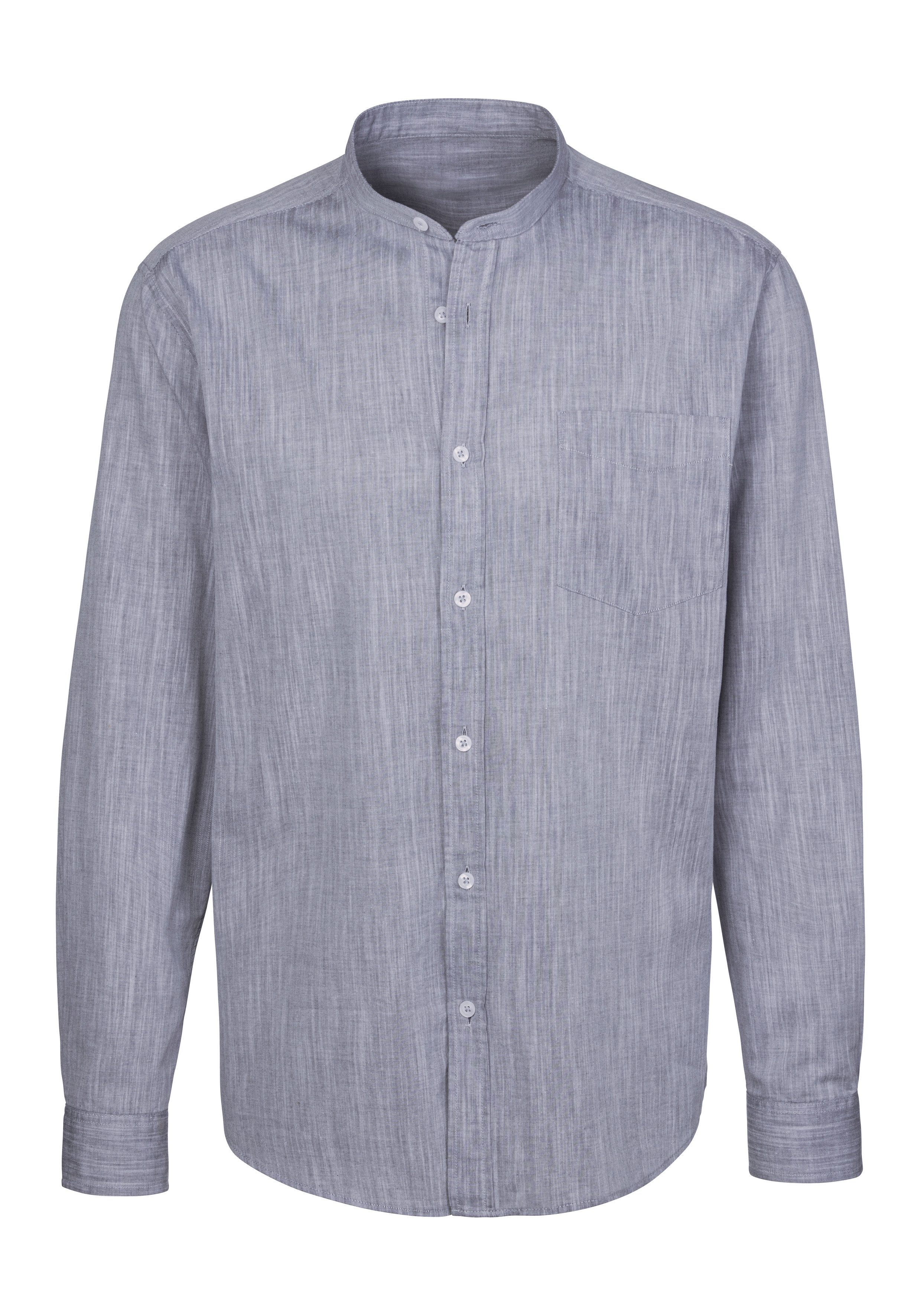 H.I.S Overhemd met lange mouwen Regular fit, staande kraag shirt met borstzak, 100% katoen