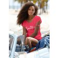 beachtime t-shirt met modieuze gezegden frontprint "smile" rood