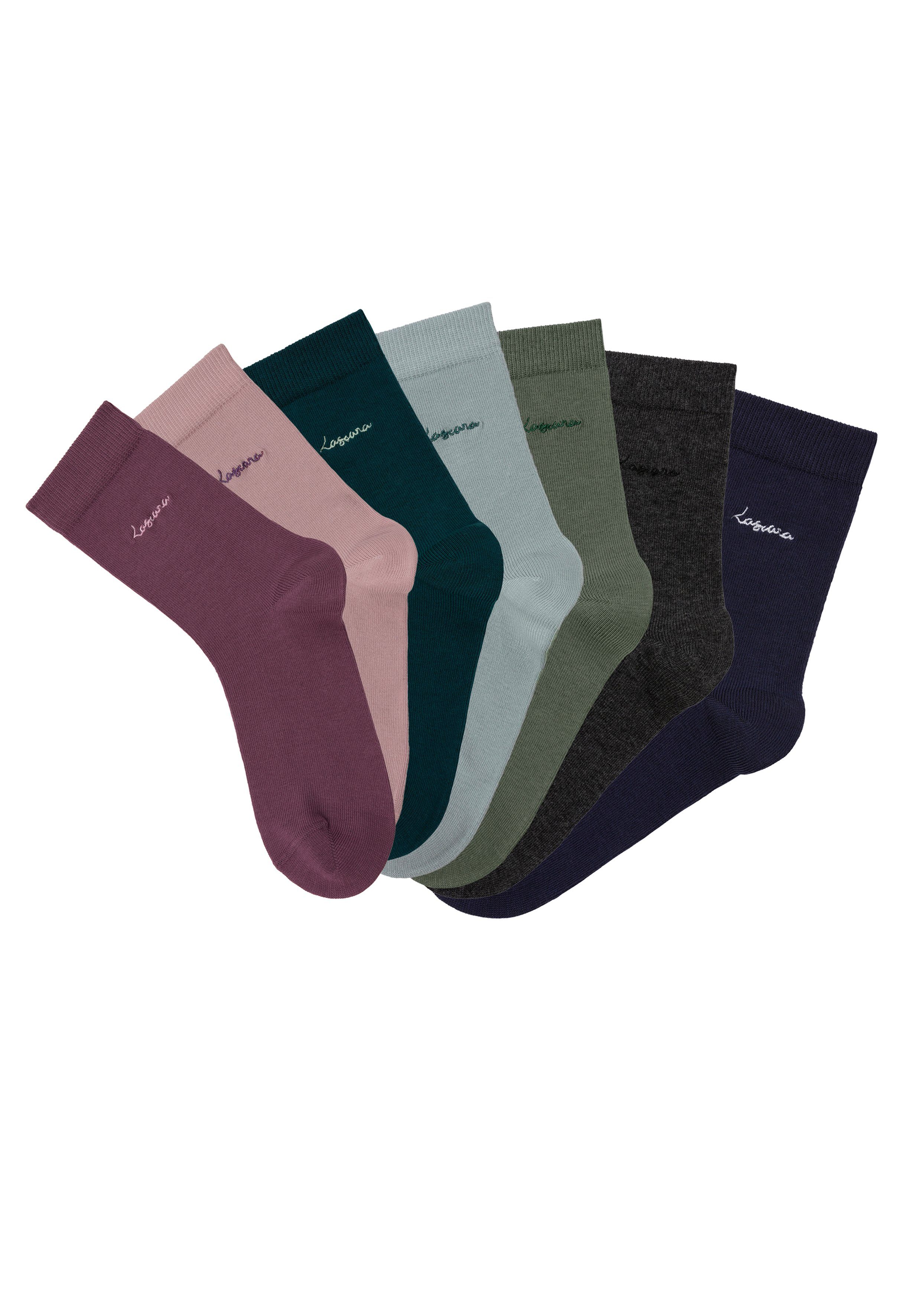 Lascana Basic sokken met hoogwaardig logoborduursel (box, 7 paar)