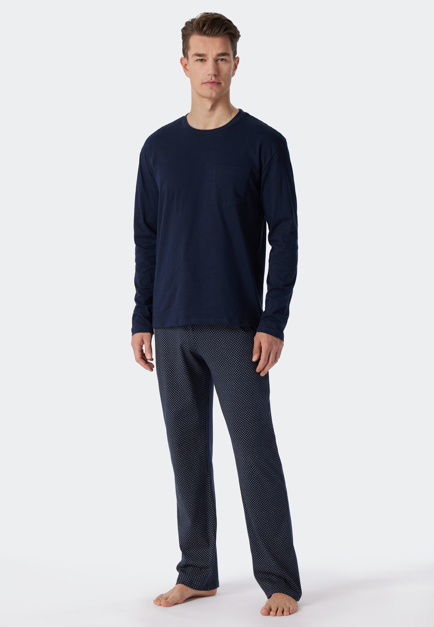 Schiesser Pyjama Ebony met ronde hals (2-delig, 1 stuk)