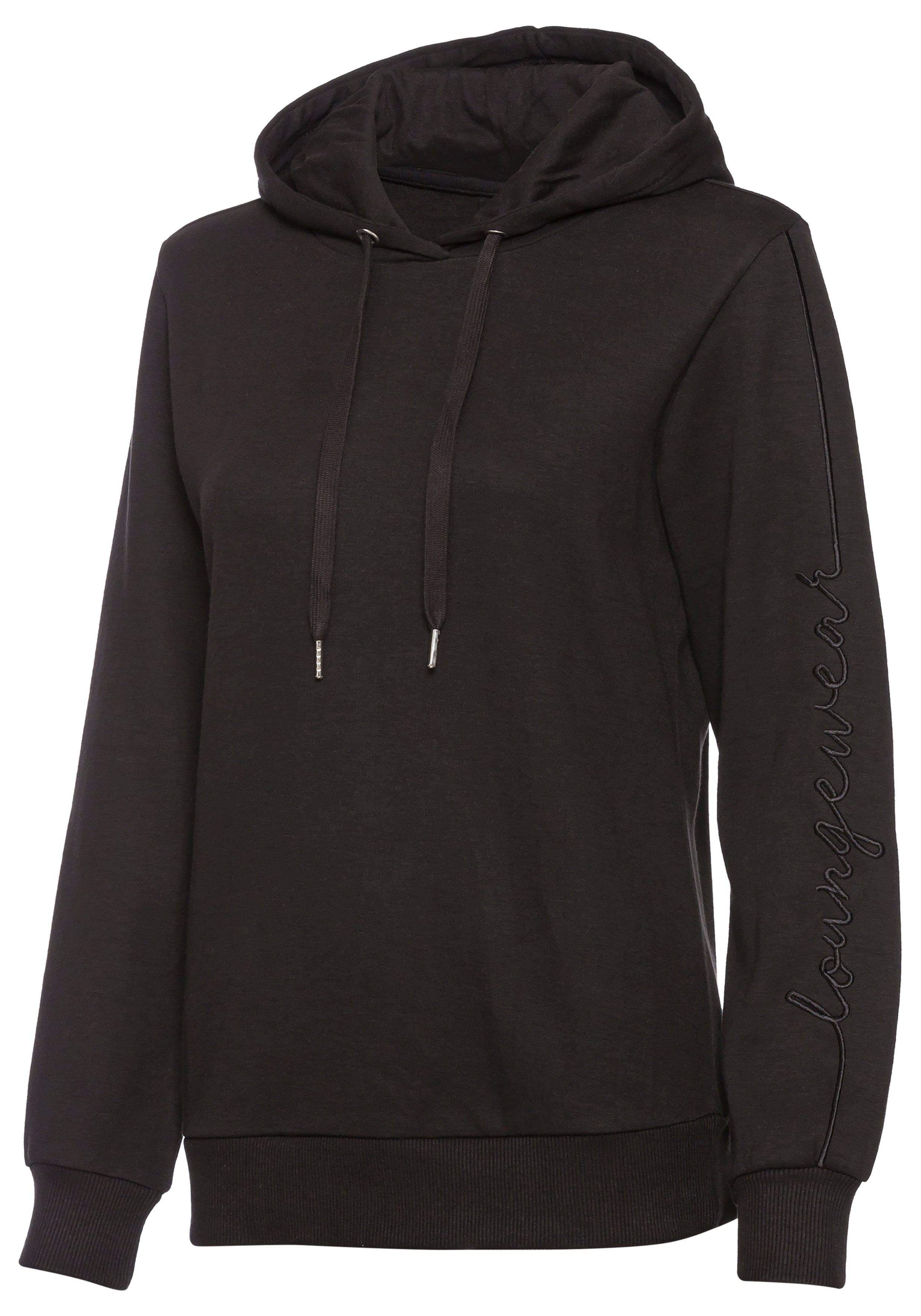 Vivance Hoodie met zij-loungewear borduring, loungeshirt