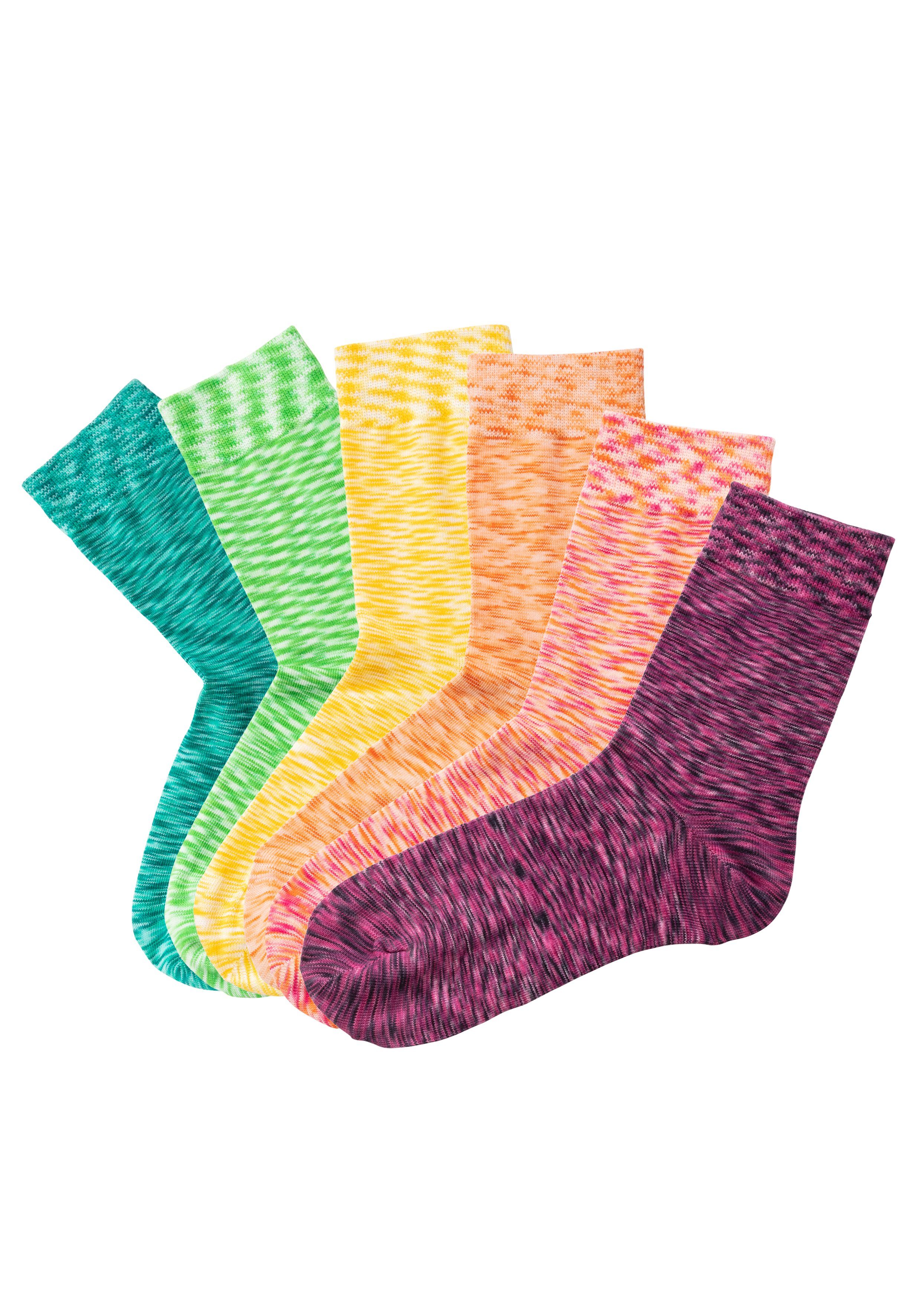 H.I.S Vrijetijdssokken met gekleurd garen (set, 6 paar) sokken maat 35-38 multicolor