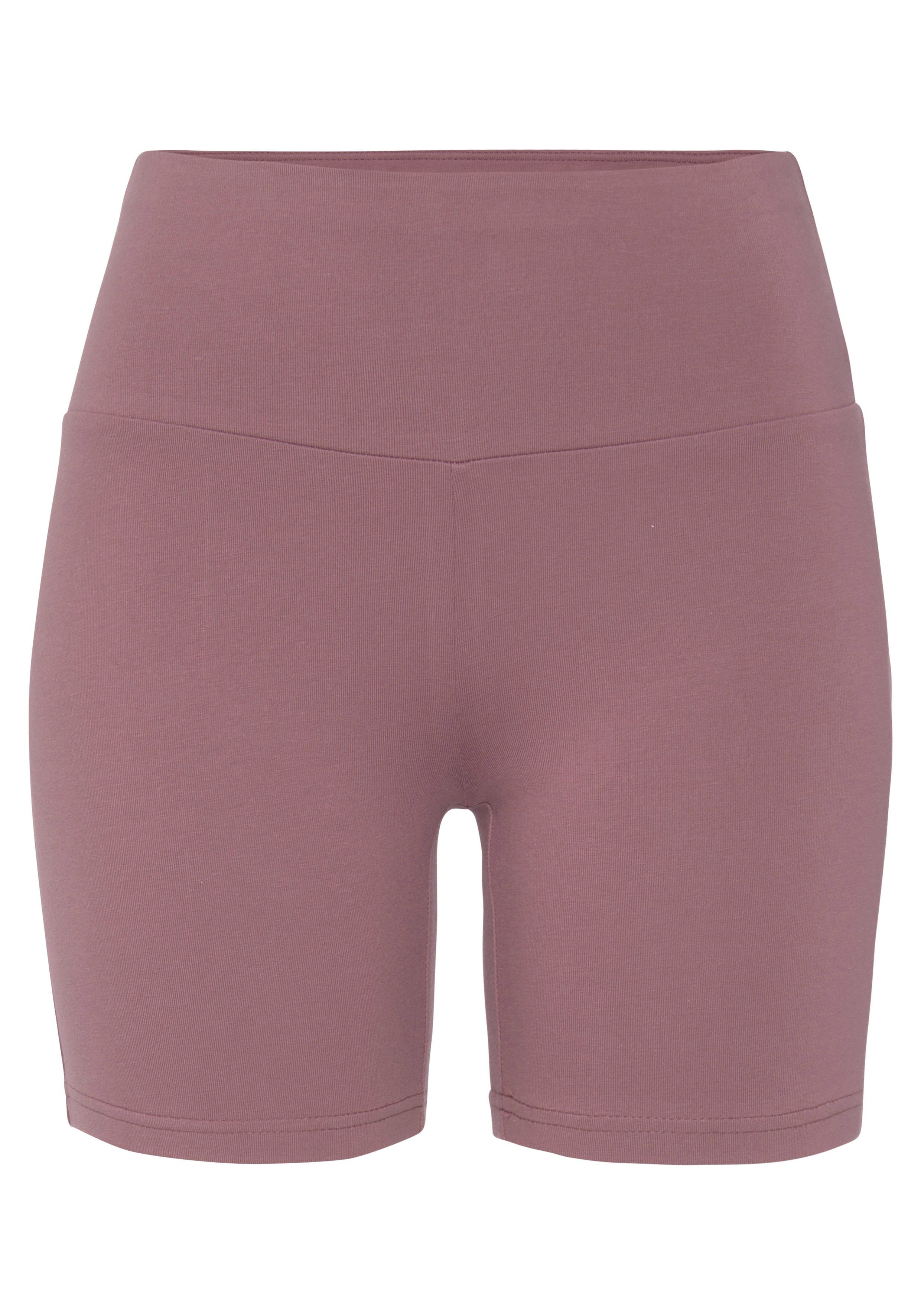 Lascana Short met brede boord en logoprint mix & match maat 32/34 roze