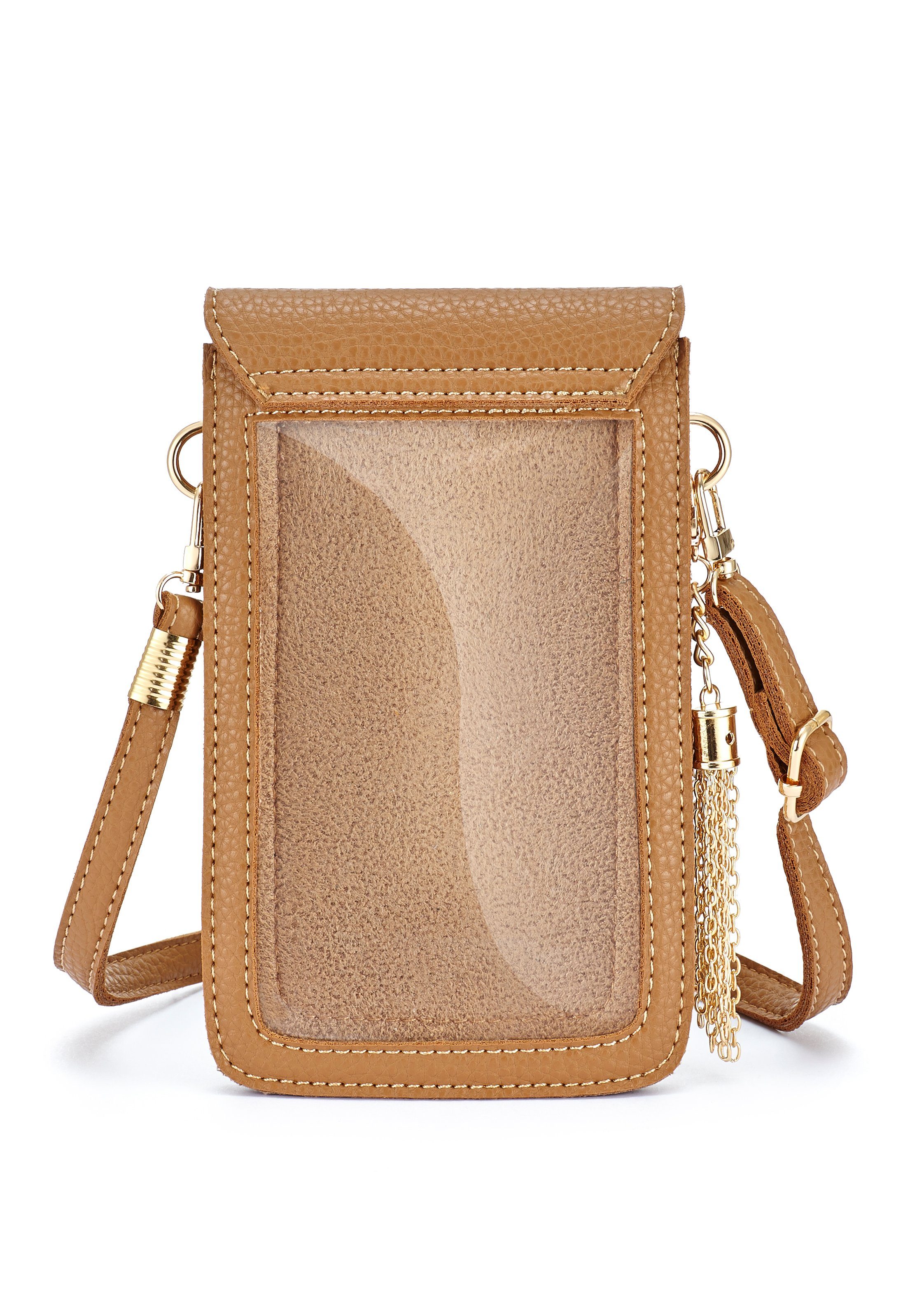 Lascana Schoudertas Gsm-tasje met kijkvenster, minibag, crossbody bag, vegan