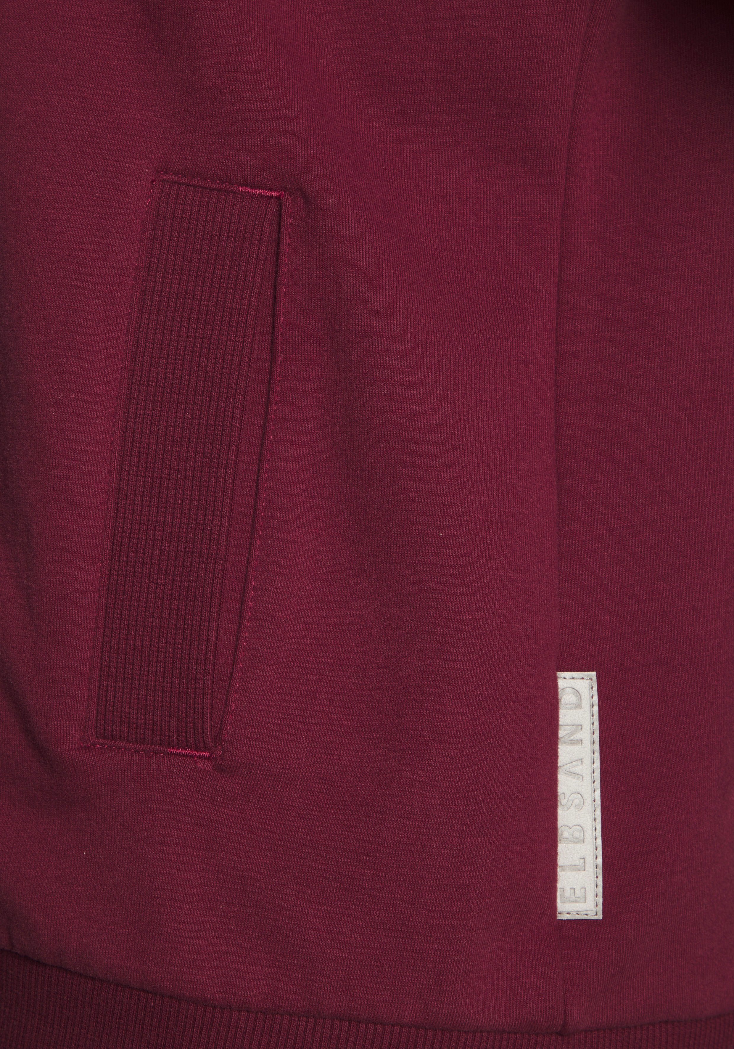 Elbsand Sweatvest Alvis met logoprint op de kraag, comfortabele vrijetijdjack