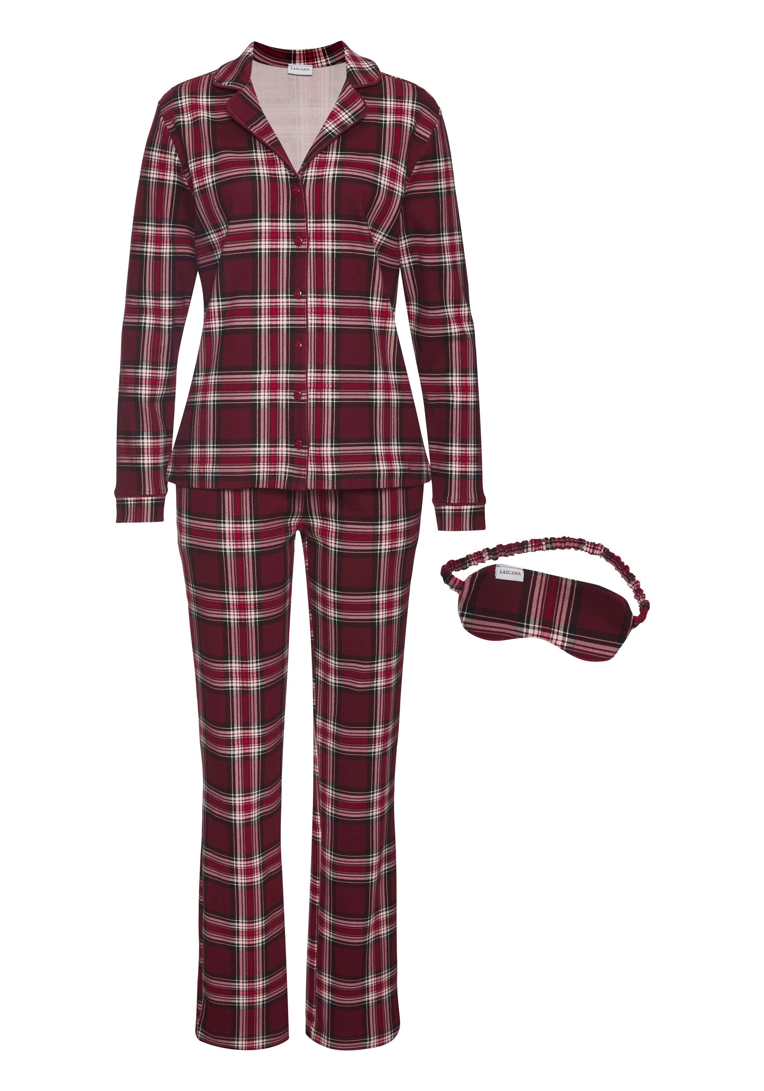 Lascana Pyjama incl. slaapmasker (set, 3-delig)