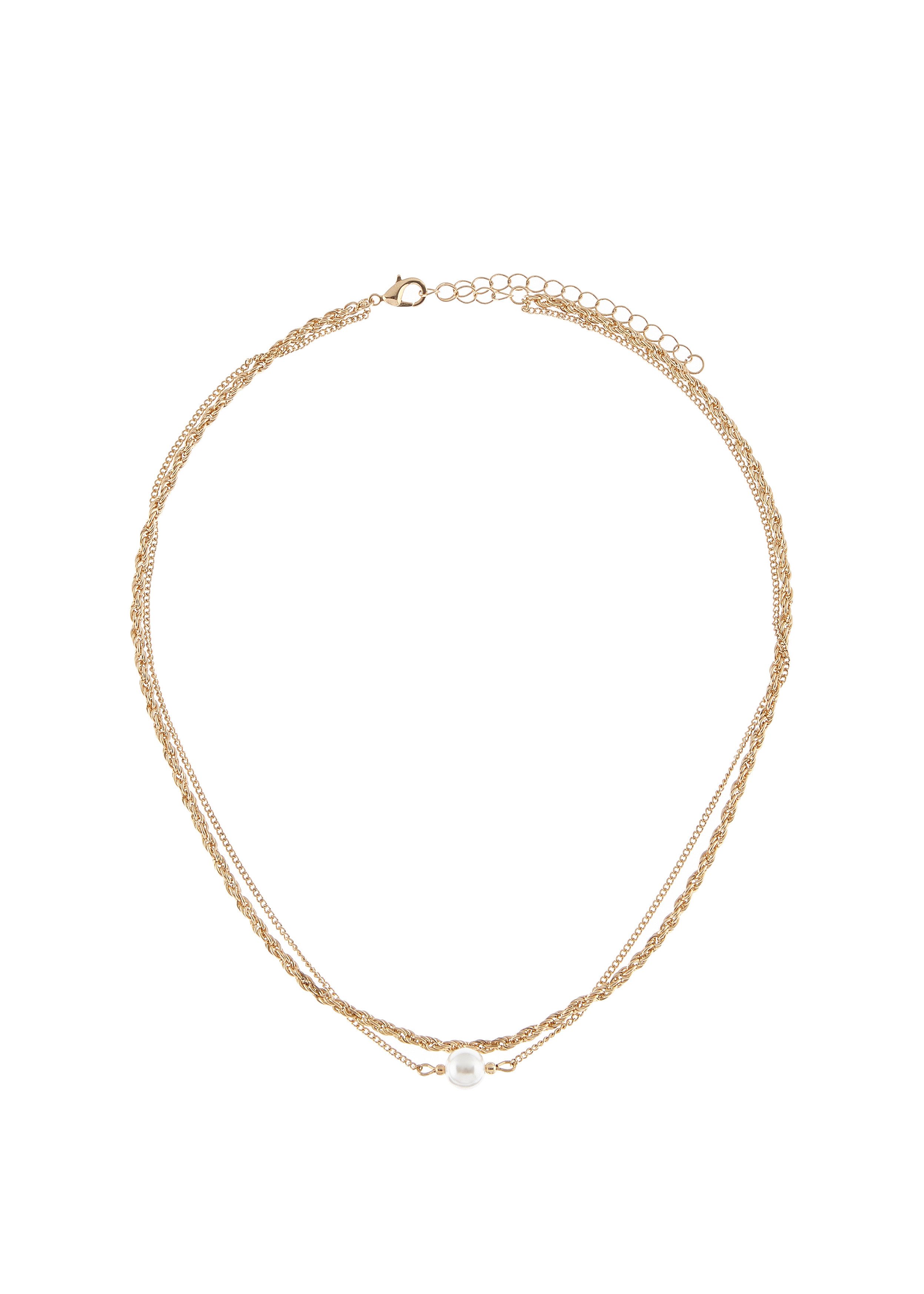 Lascana Edelstalen ketting in laaglook met parel, dubbele ketting