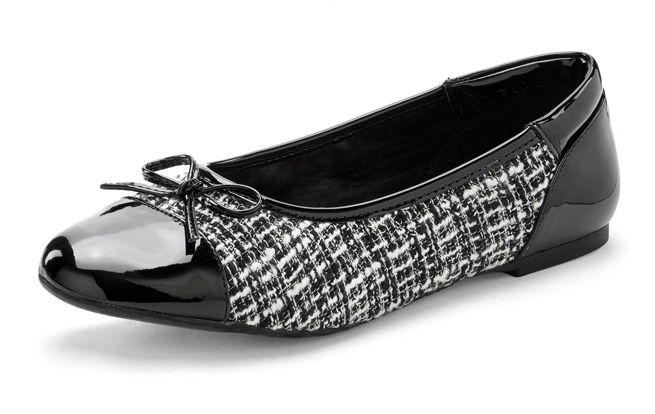 Lascana Ballerina's Slip-in ballerina in houndstooth-look, vrijetijdsschoen, slipper, slip-in, lage schoen vegan