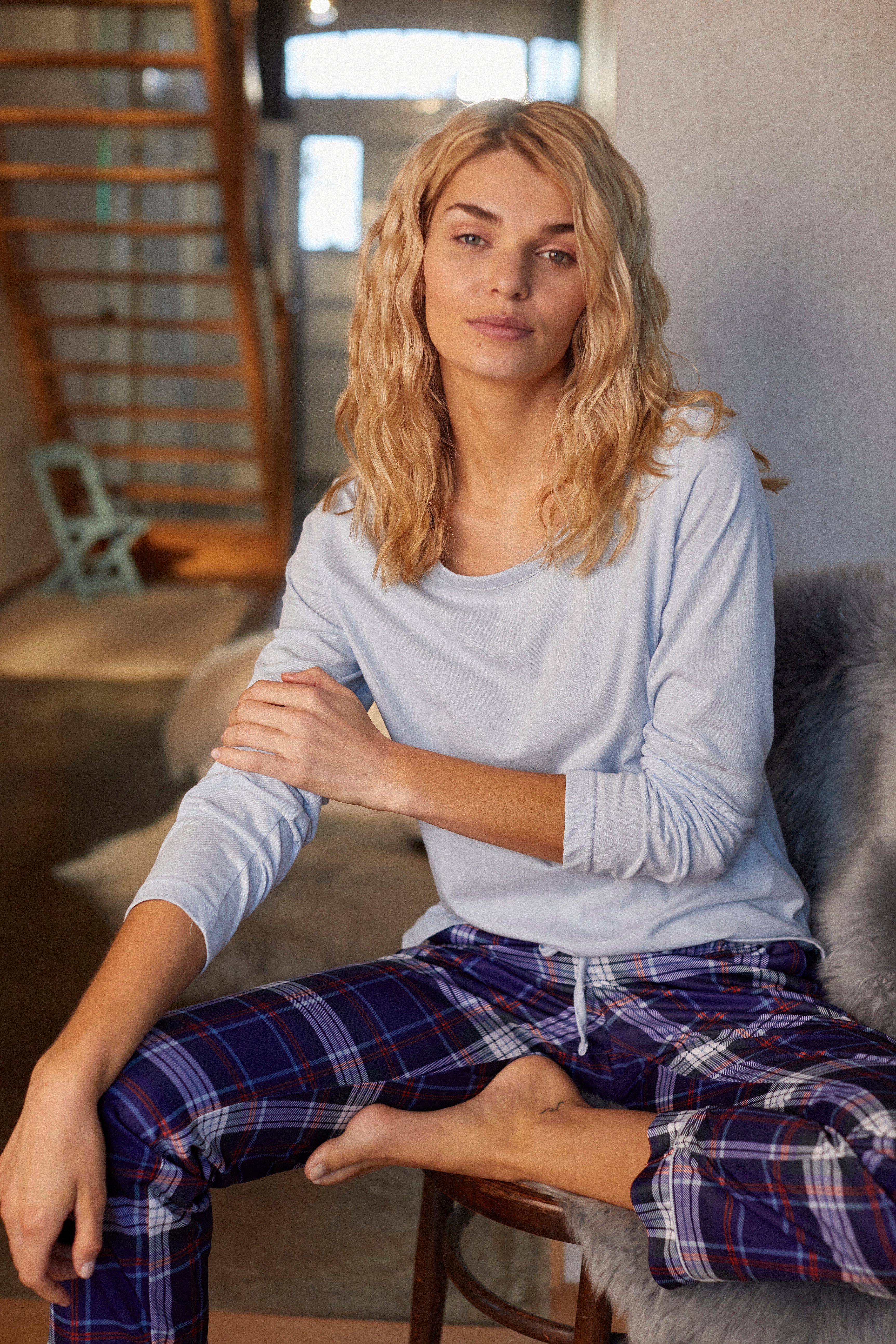 H.I.S Pyjama met geruite pyjamabroek (2-delig, 1 stuk)