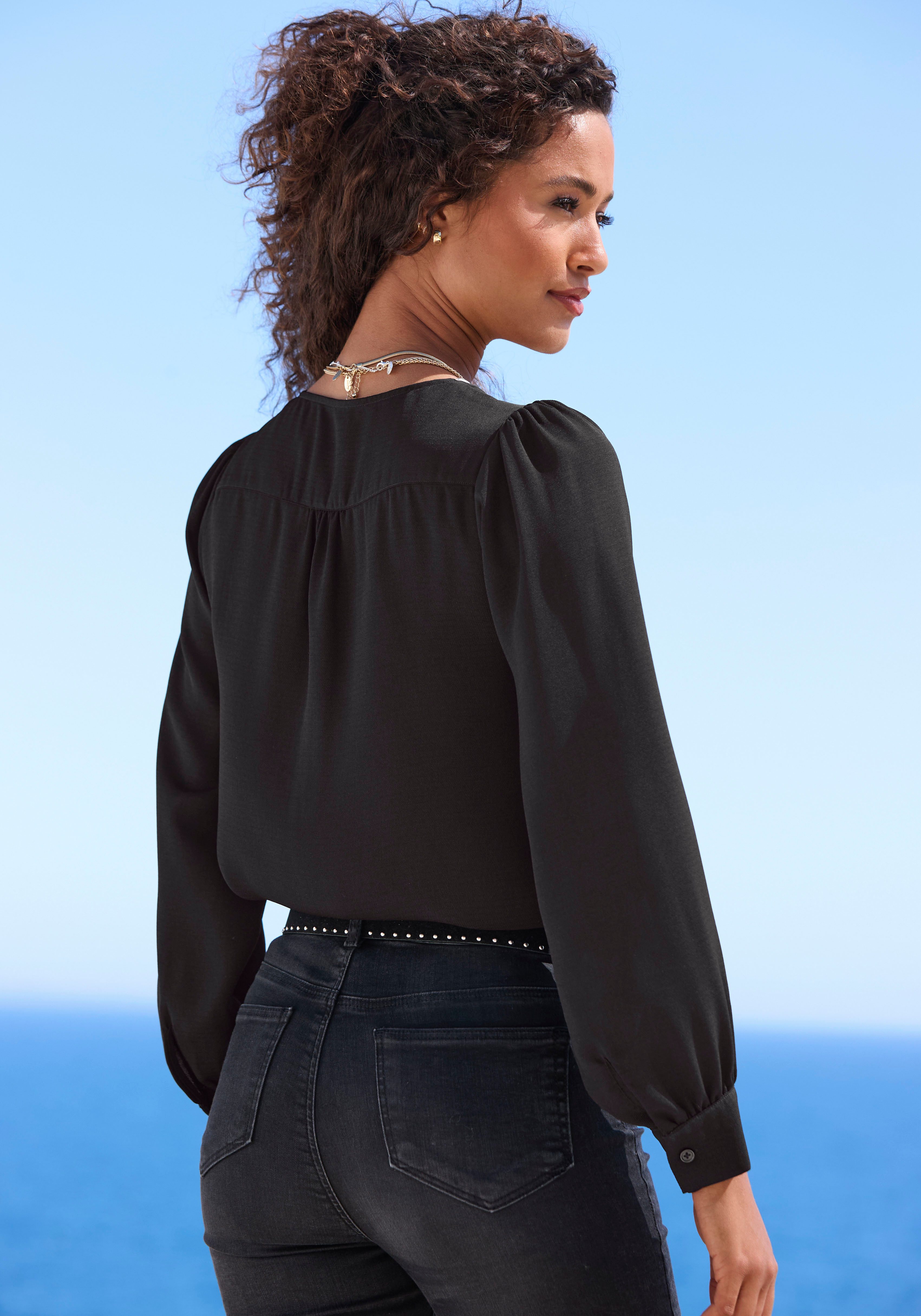 Lascana Blouse met lange mouwen met ritsdetail, elegante damesblouse