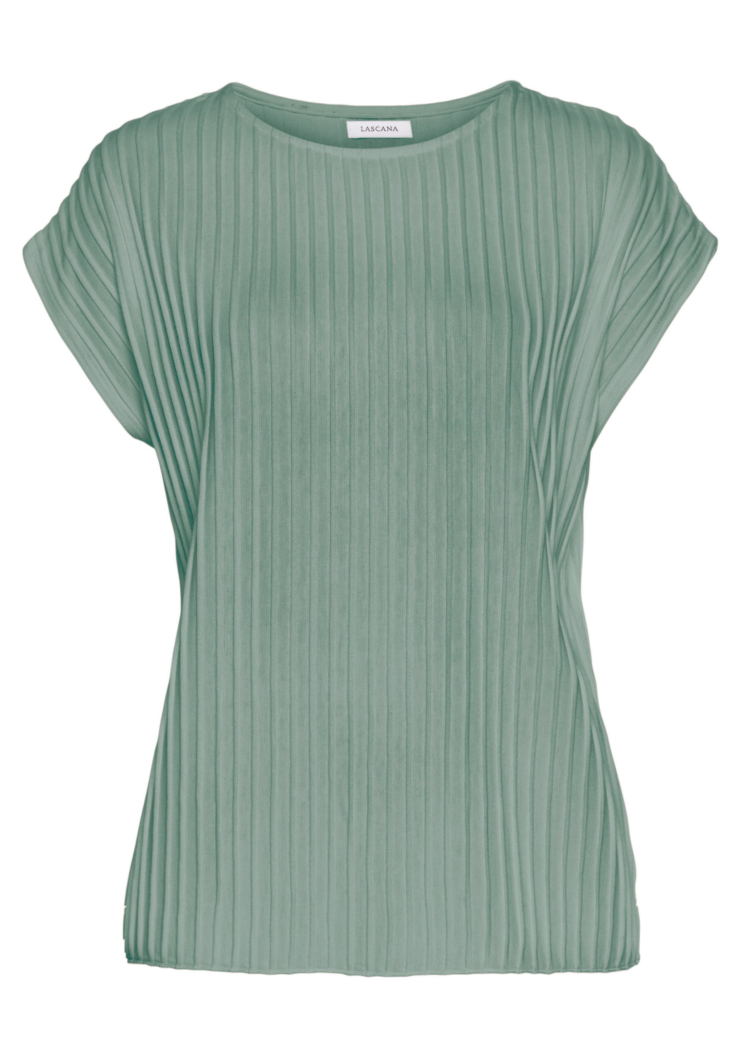 Lascana Shirt met korte mouwen met biesstructuur, kreukvrij t-shirt van moderne structuurstof