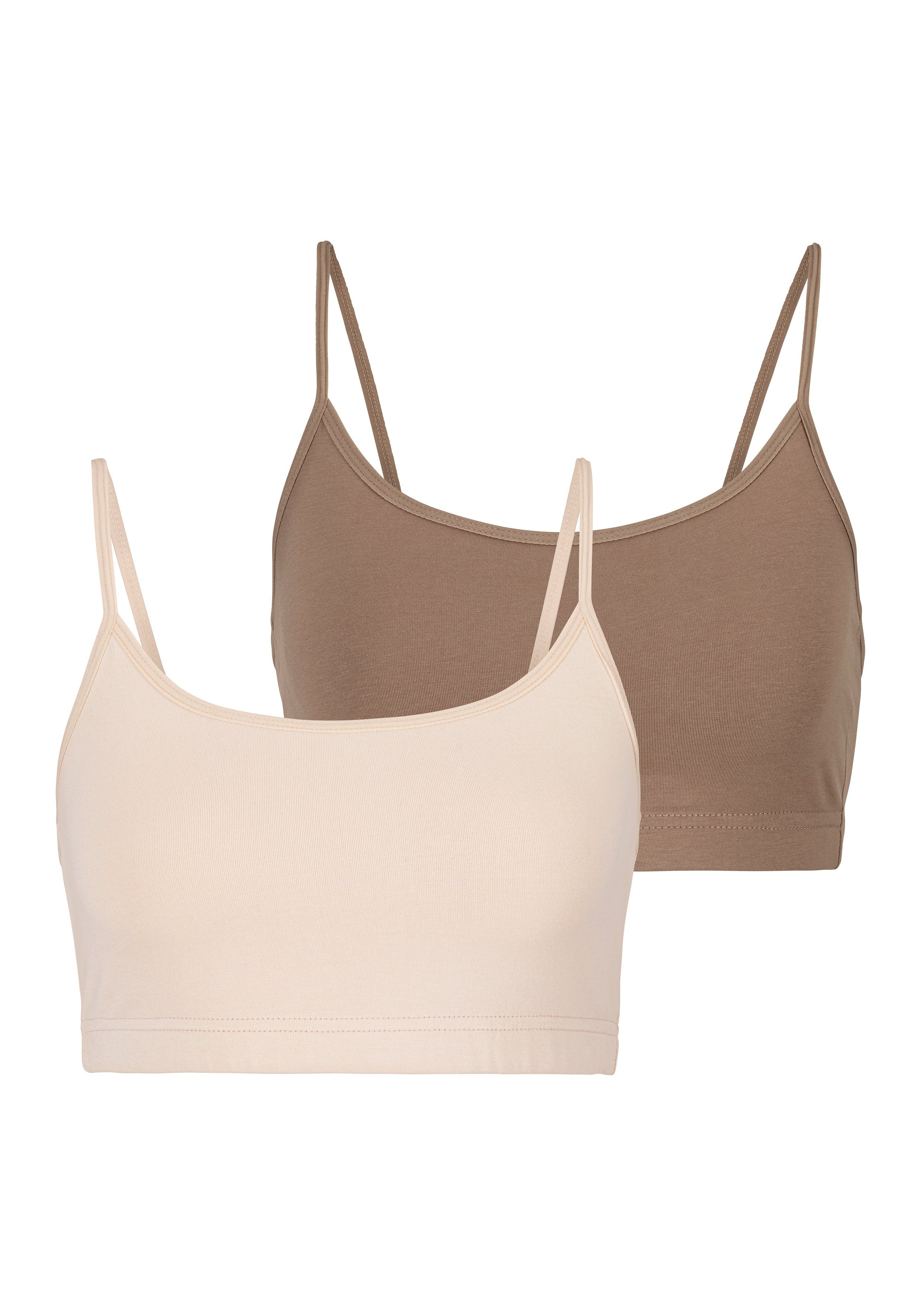 Lascana Bustier van elastisch katoen (2-delig, Set van 2)