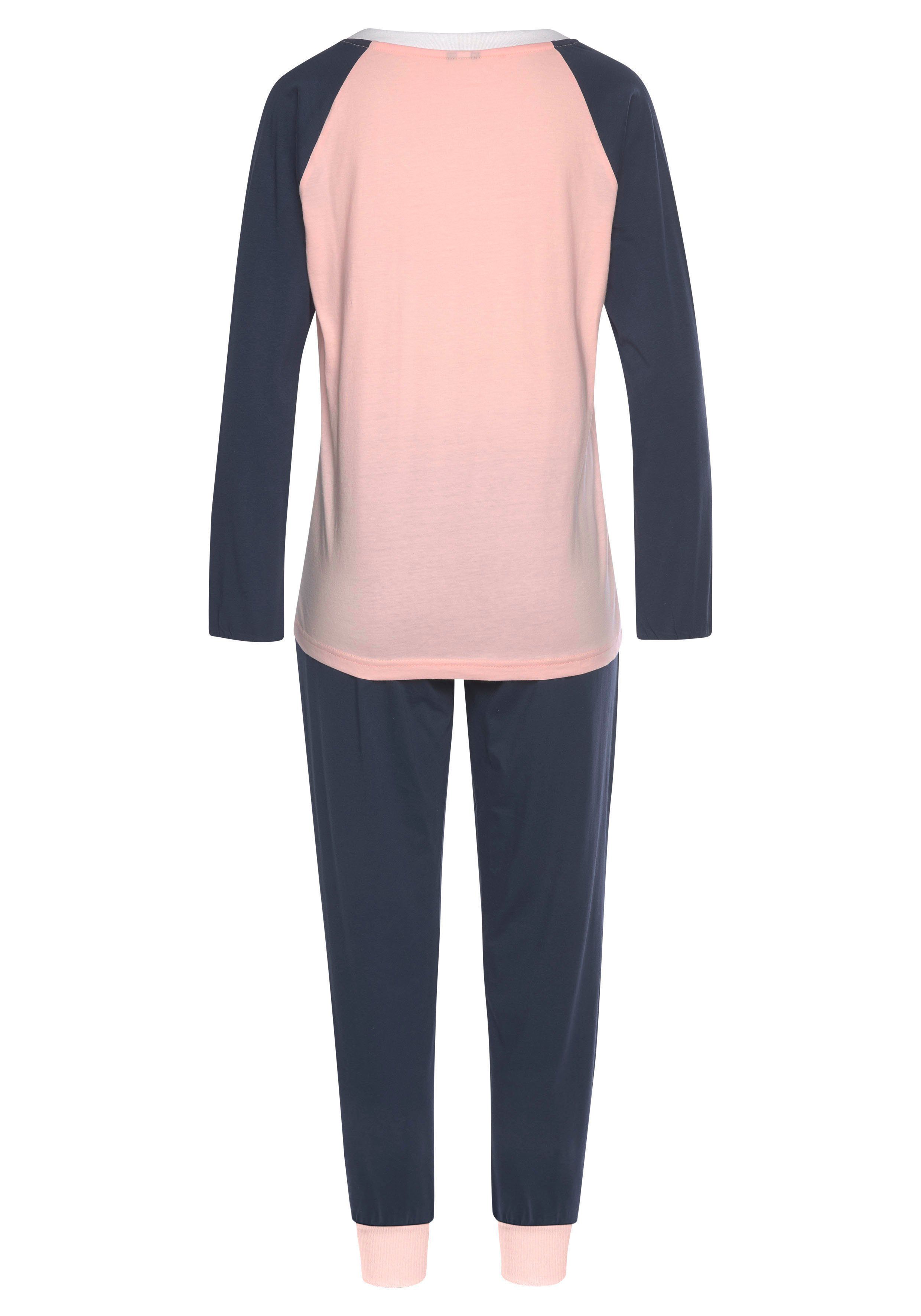 KangaROOS Pyjama met contrastkleurige raglanmouwen (2-delig, 1 stuk)