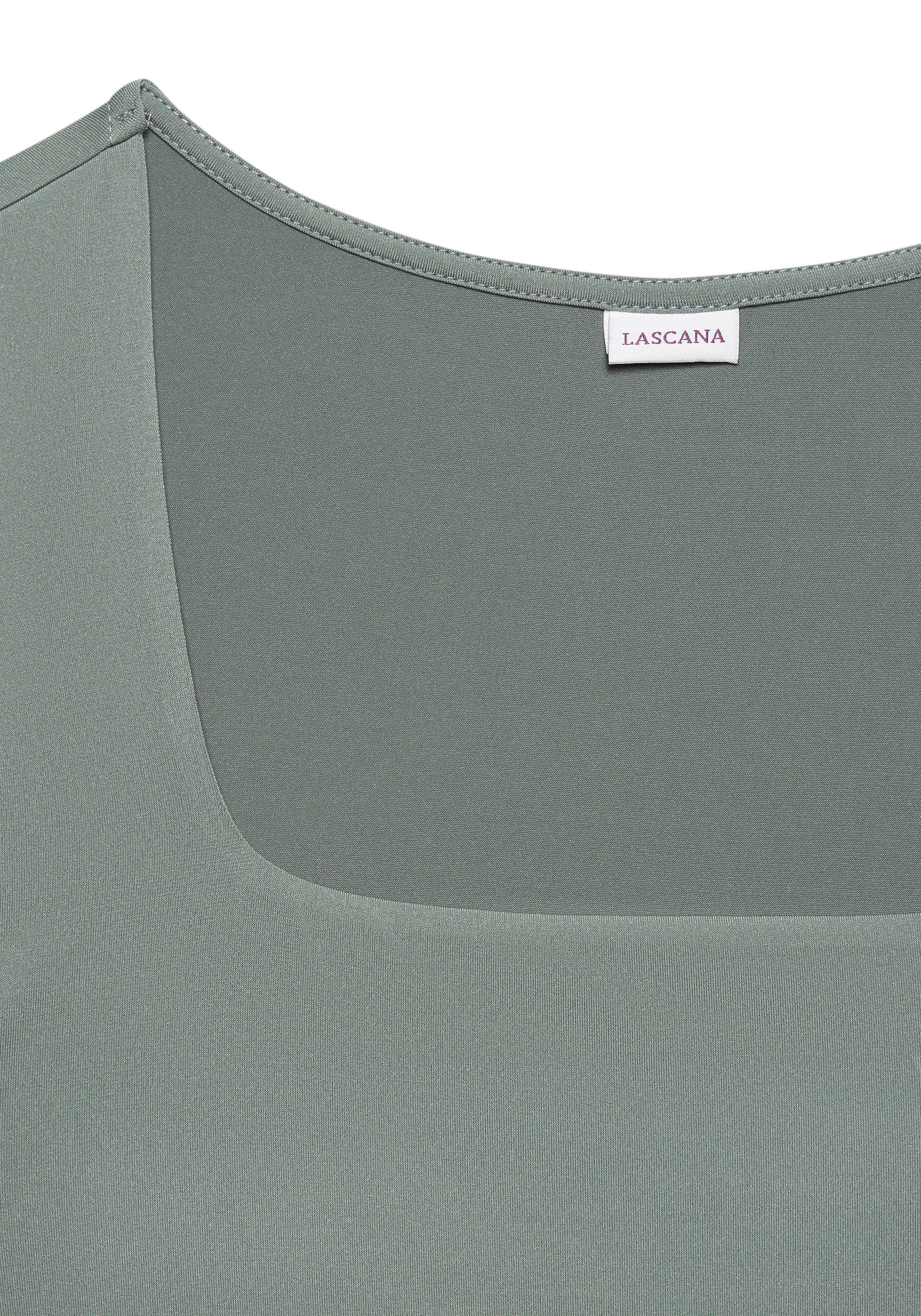 Lascana T-shirt van kreukvrij materiaal, elegant kortarmshirt, dubbelzijdig