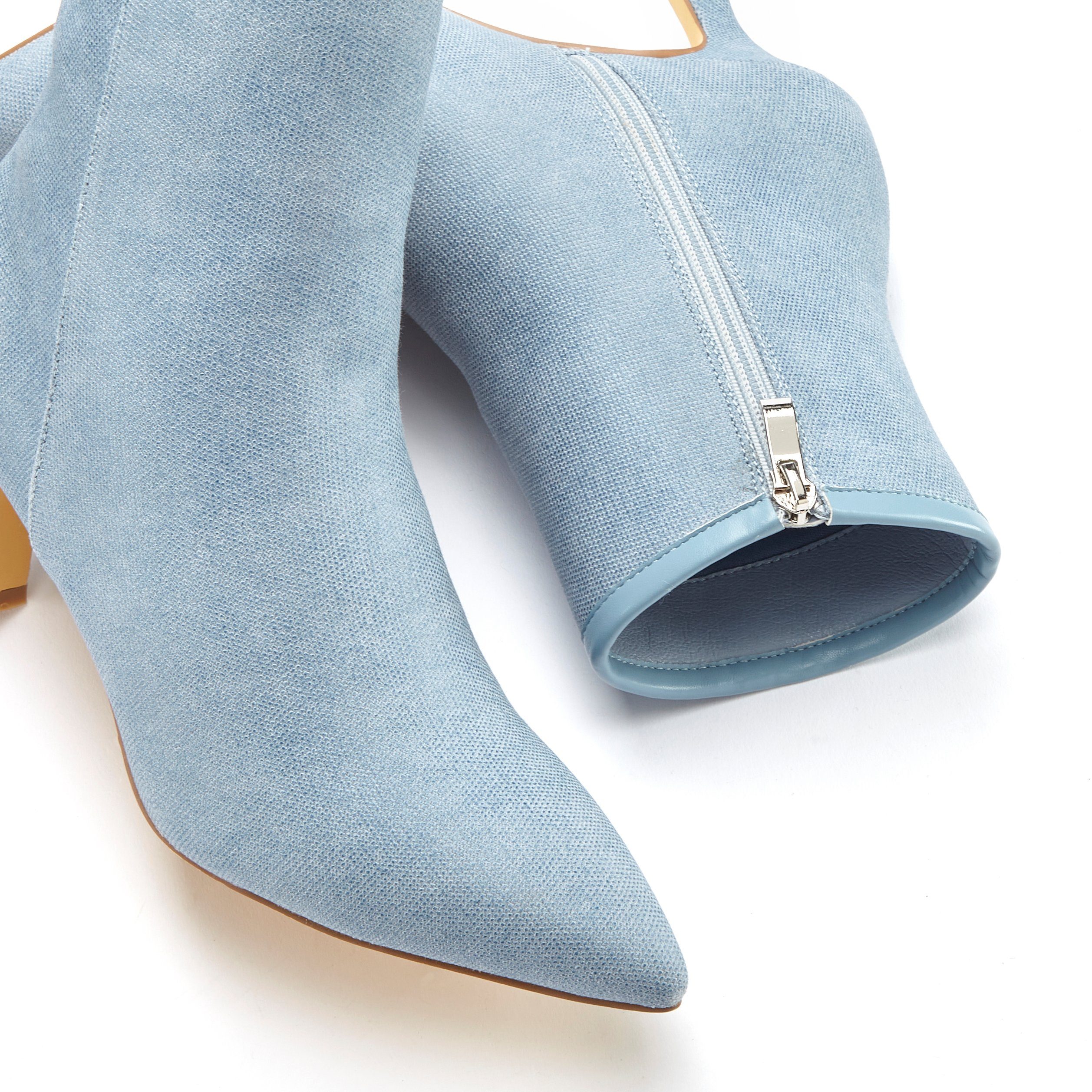 Lascana Laarsjes High-heel enkellaars in denim-look VEGAN