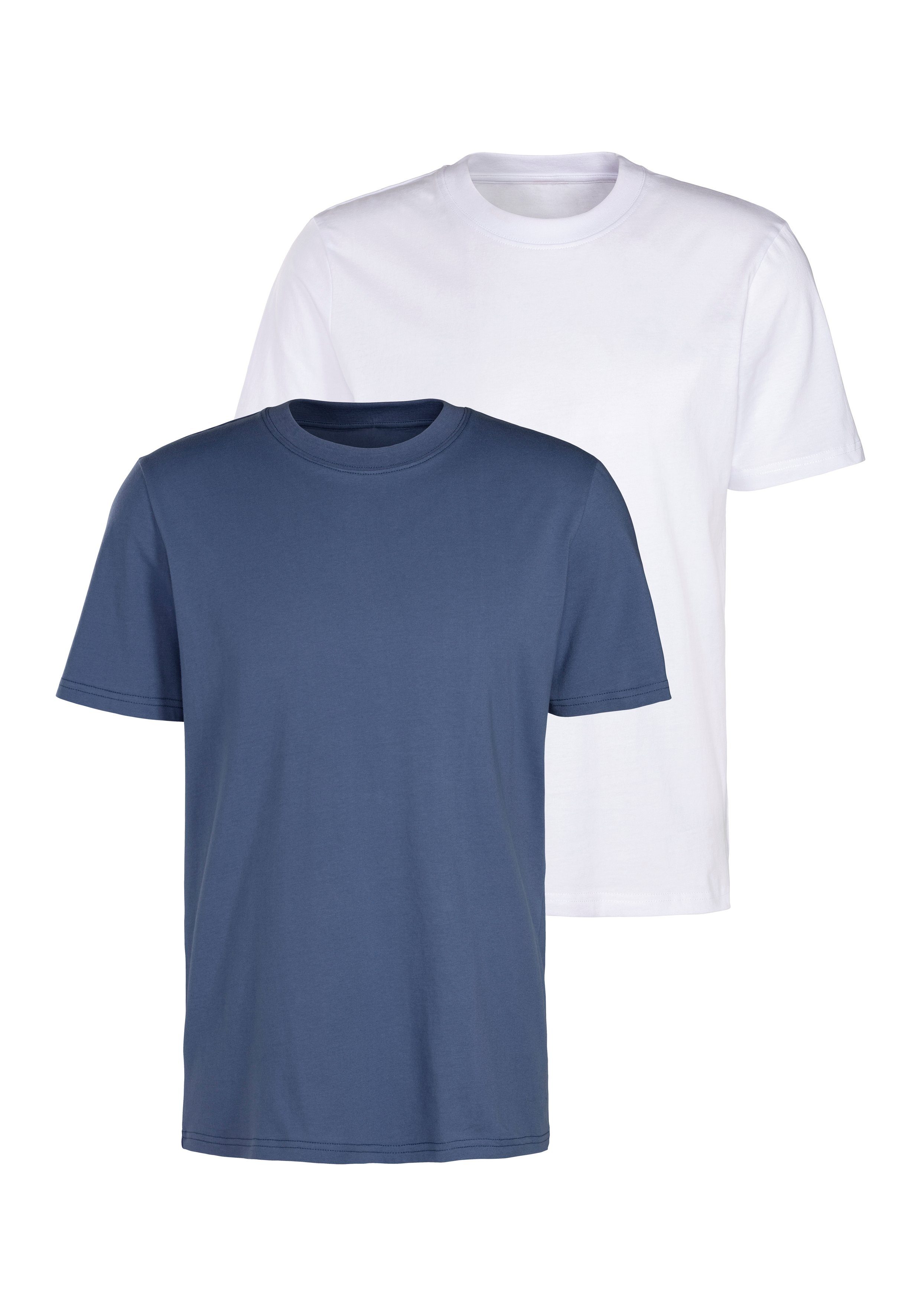 KangaROOS T-shirt Vrijetijdsshirt met korte mouwen, ronde hals van 100% katoen (Set van 2)