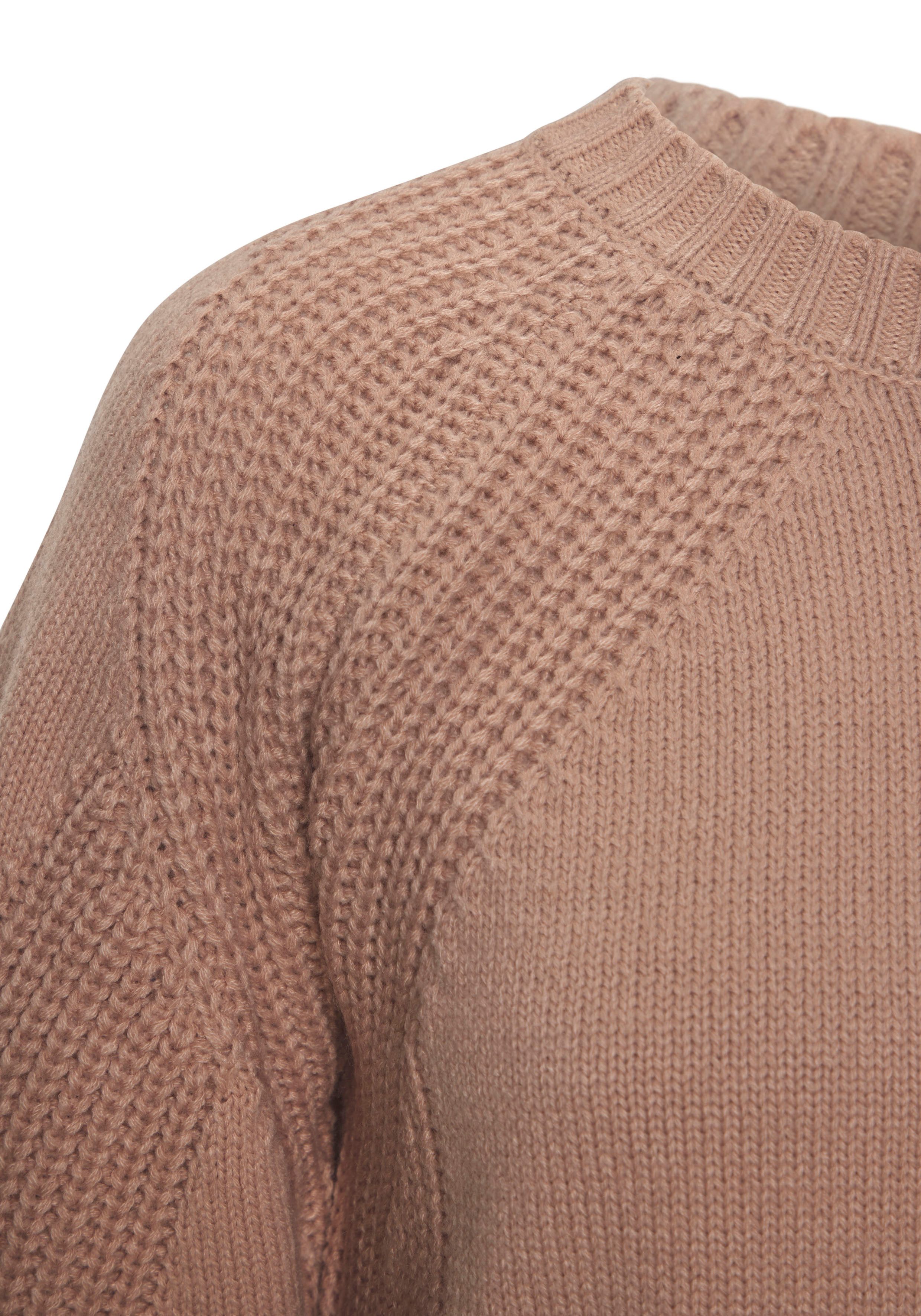 Lascana Gebreide trui met grof brei-details, dames trui met ronde hals
