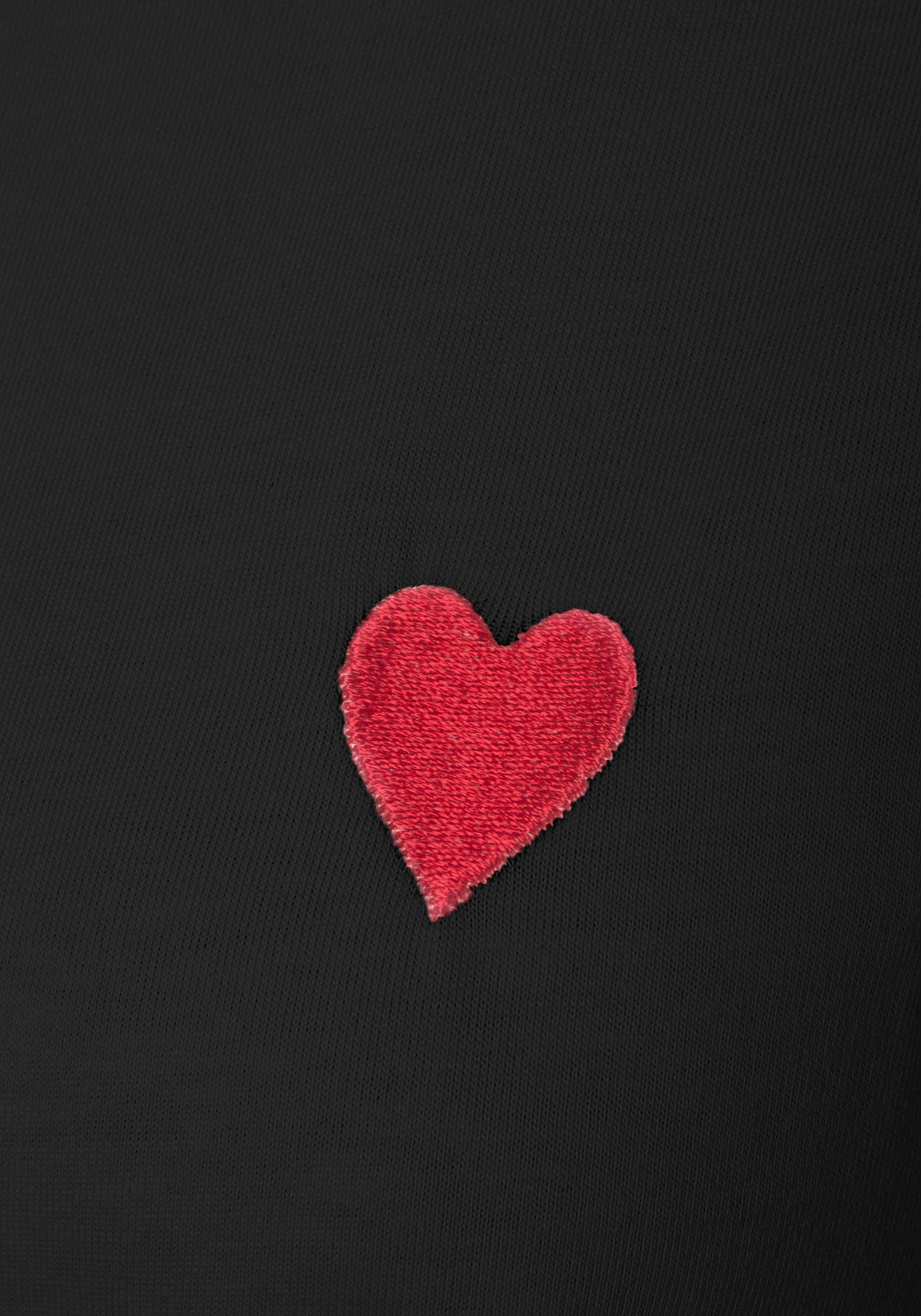 Lascana T-shirt met schattige geborduurde hartjes, katoenen shirt met korte mouwen